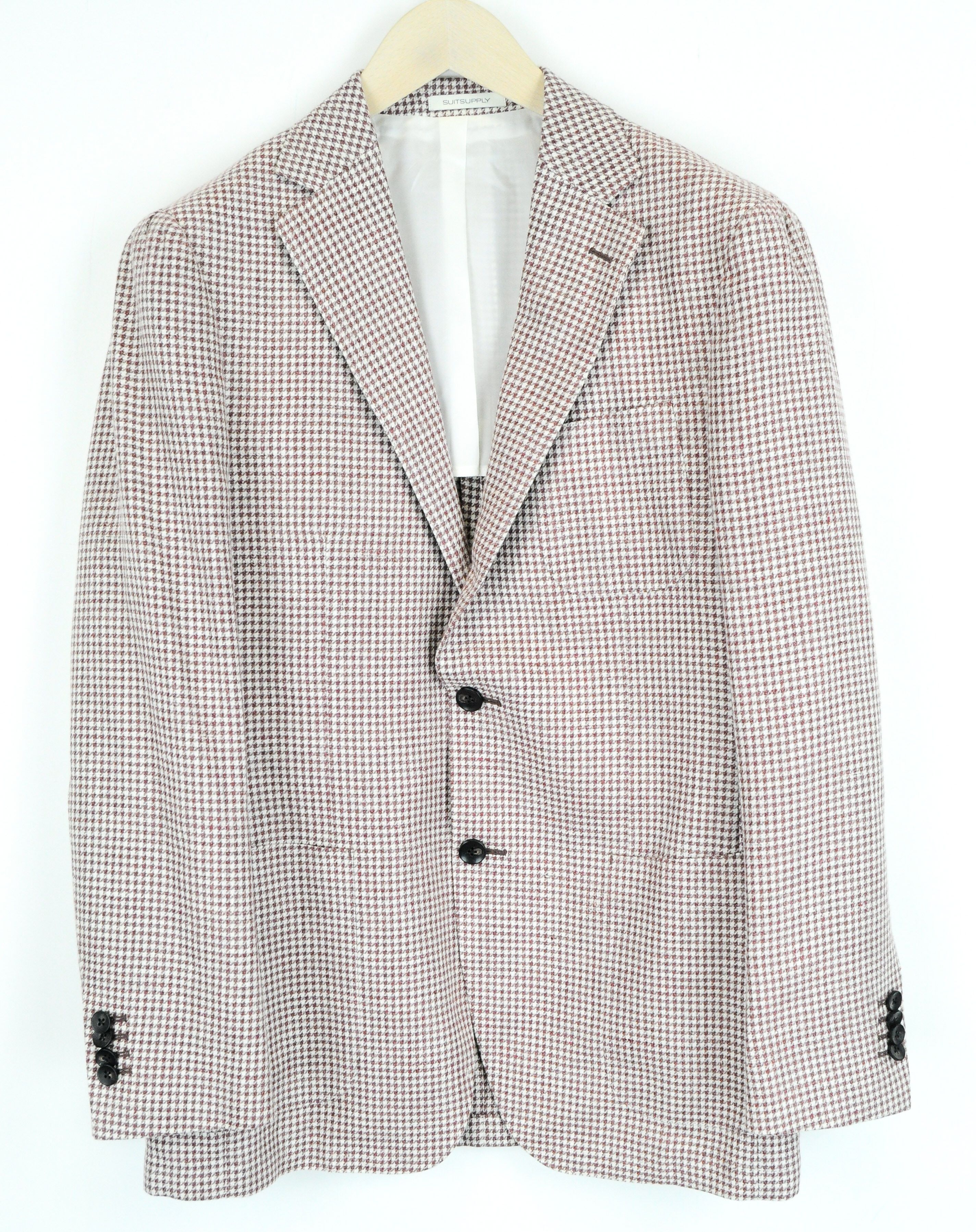 image of Suitsupply Havana Pleated Uk38R Brown Slim Linen Wool Blazer 53896, Men's