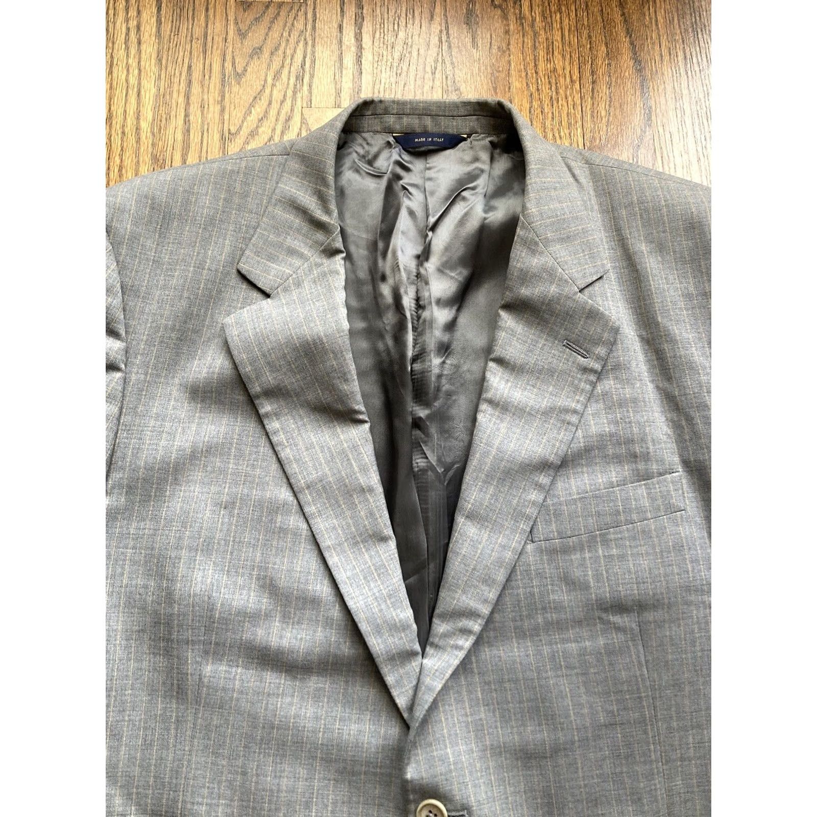 Brooks Brothers Brooks Brothers Blazer Mens Size 46R 100% Wool Gray Striped Jacket Size 46R - 4 Thumbnail