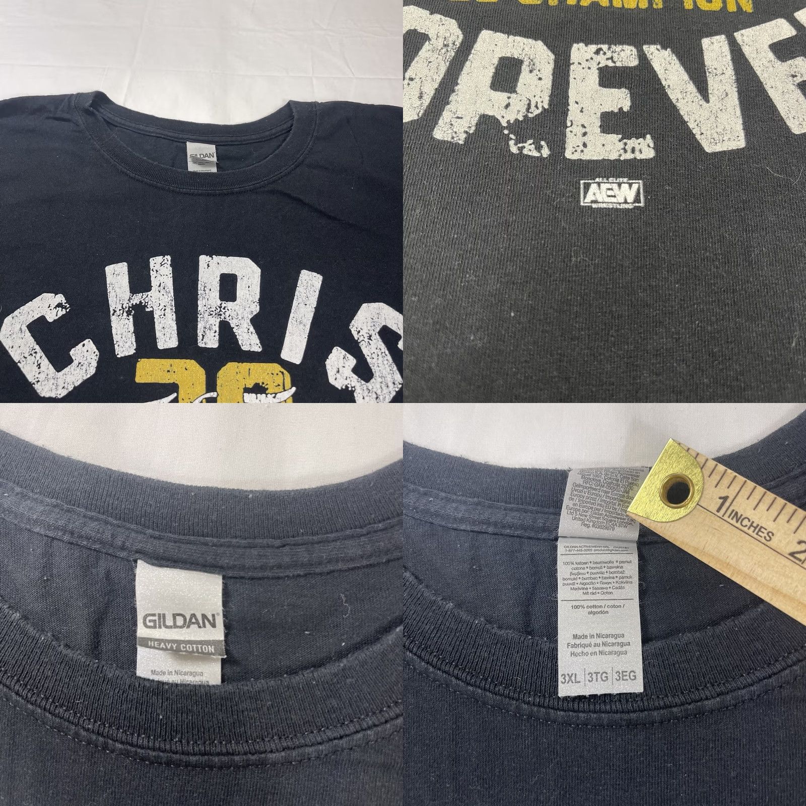 Gildan VINTAGE AEW Chris Jericho 3XL T-Shirt Black Unisex Adults Short Sleeve 30 Years Le Champion Forever Wrestling Mens Boys Girls Size US XXL / EU 58 / 5 - 8 Thumbnail