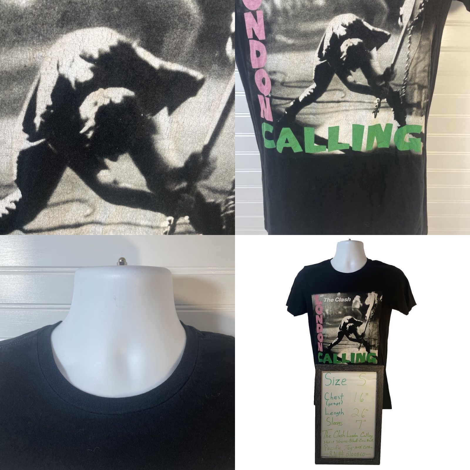 Vintage The Clash Shirt Men Small Black Short Sleeve Front Graphic Crew Size US S / EU 44-46 / 1 - 9 Thumbnail