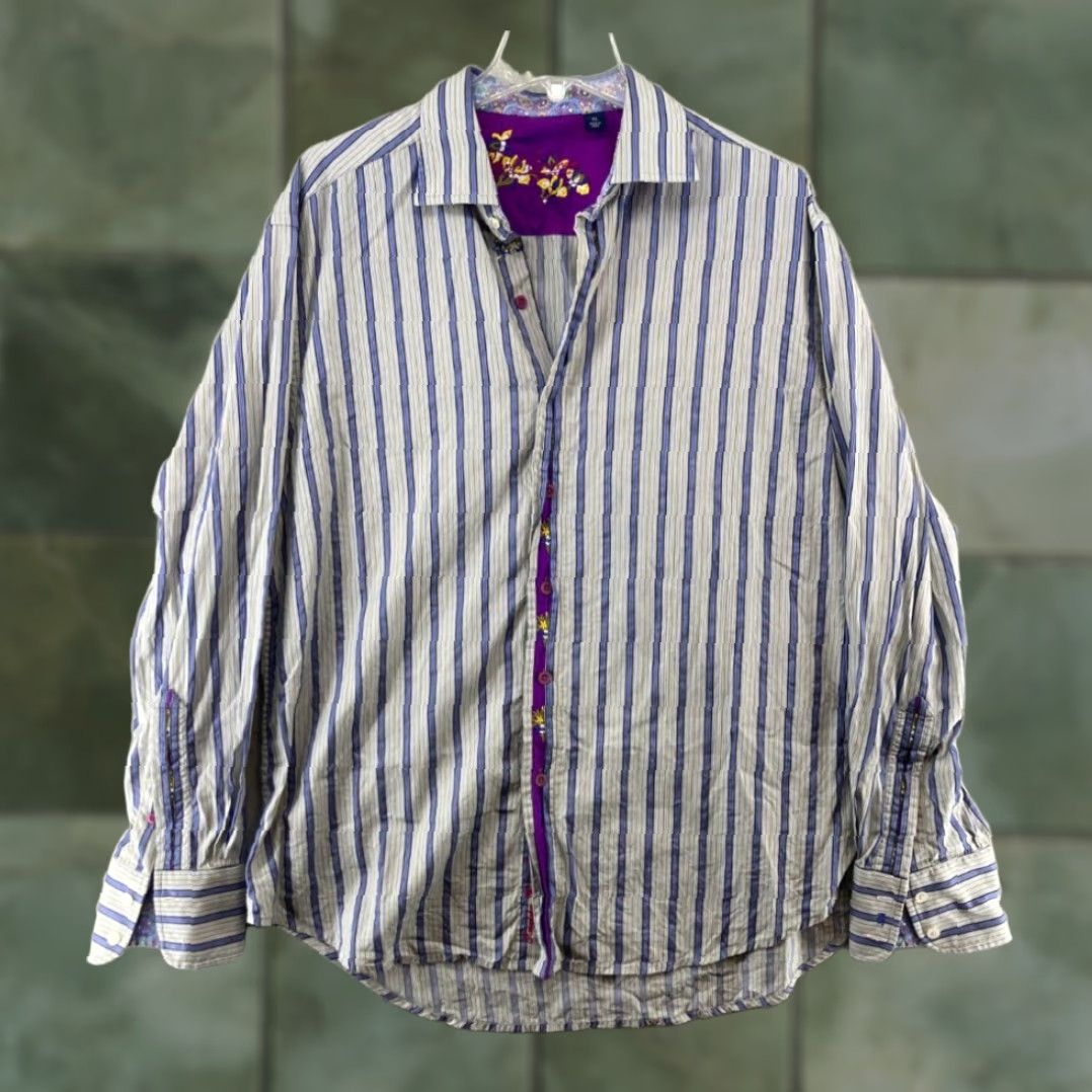 Robert Graham Robert Graham Mens XL Long Sleeve Shirt Stripe Western Knowledge Wisdom Truth Size US XL / EU 56 / 4 - 1 Thumbnail