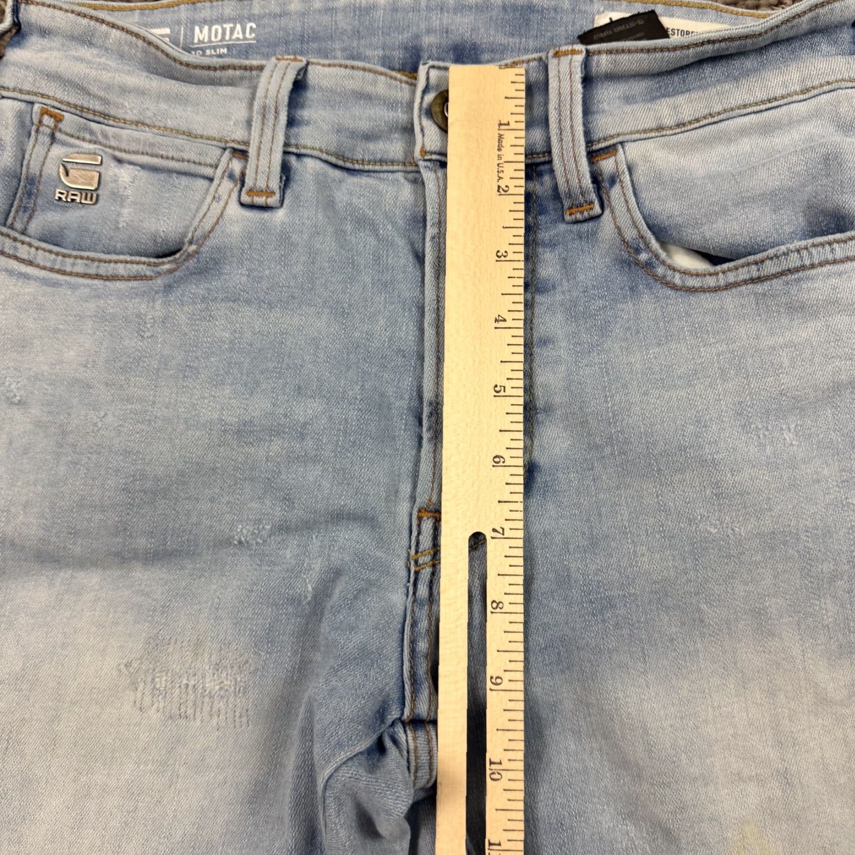 G-Star G Star Raw Jeans Slim 25x28 27 Mens Denim Blue 3D Motac Light Wash Stretch Distressed Skinny Brand: G-Star Men Jeans 3D Theme Size US 26 / EU 42 - 6 Thumbnail