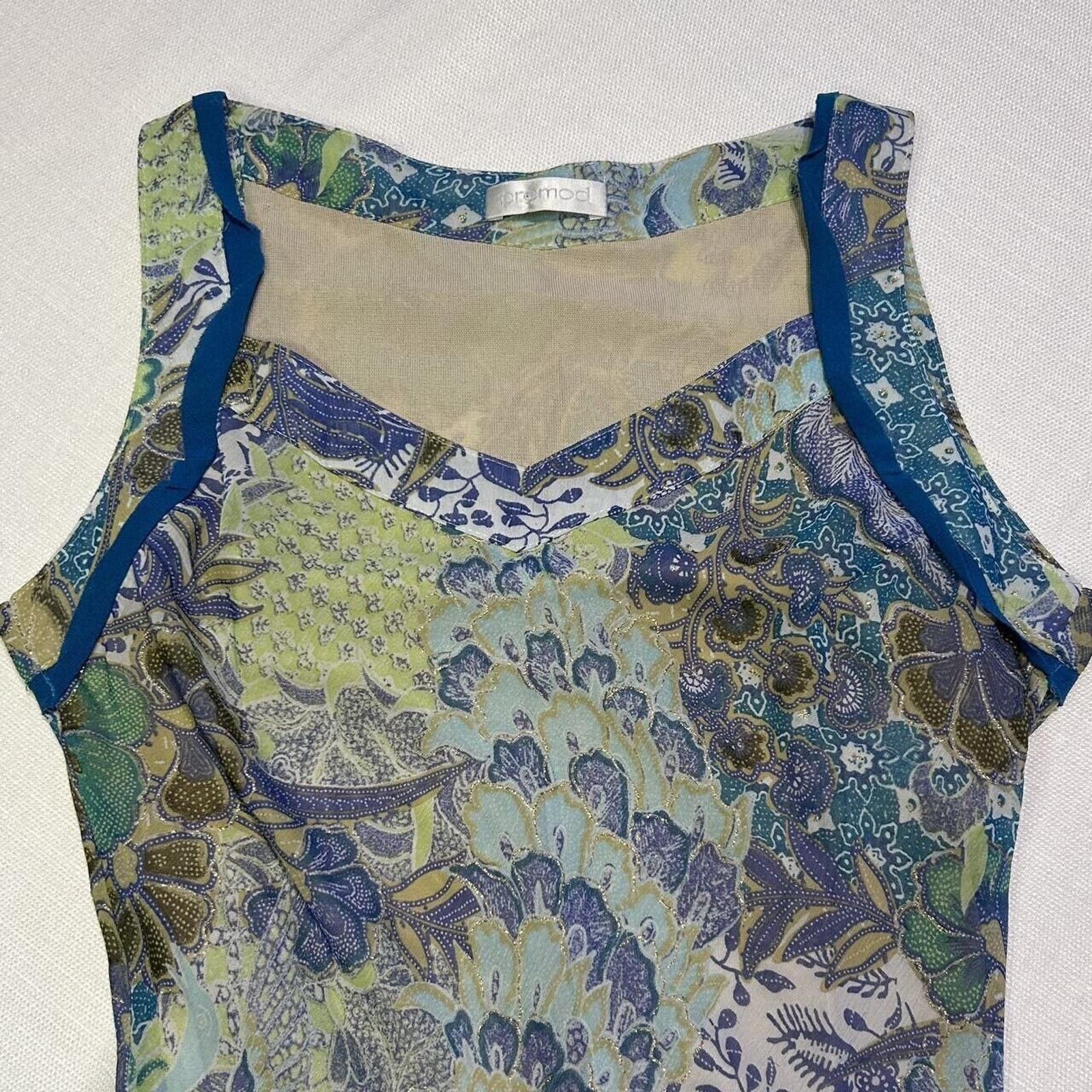 Vintage Mermaid Asymmetrical Maxi Dress premod Small