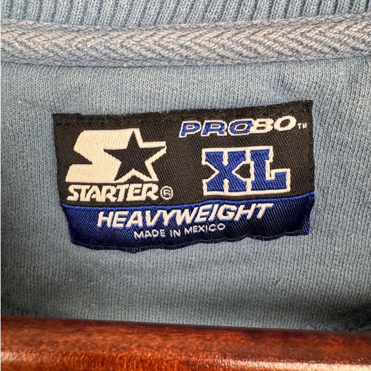 Starter × Vintage VTG 90s Starter Crewneck Sweatshirt Sz XL Light Blue Size US XL / EU 56 / 4 - 4 Thumbnail