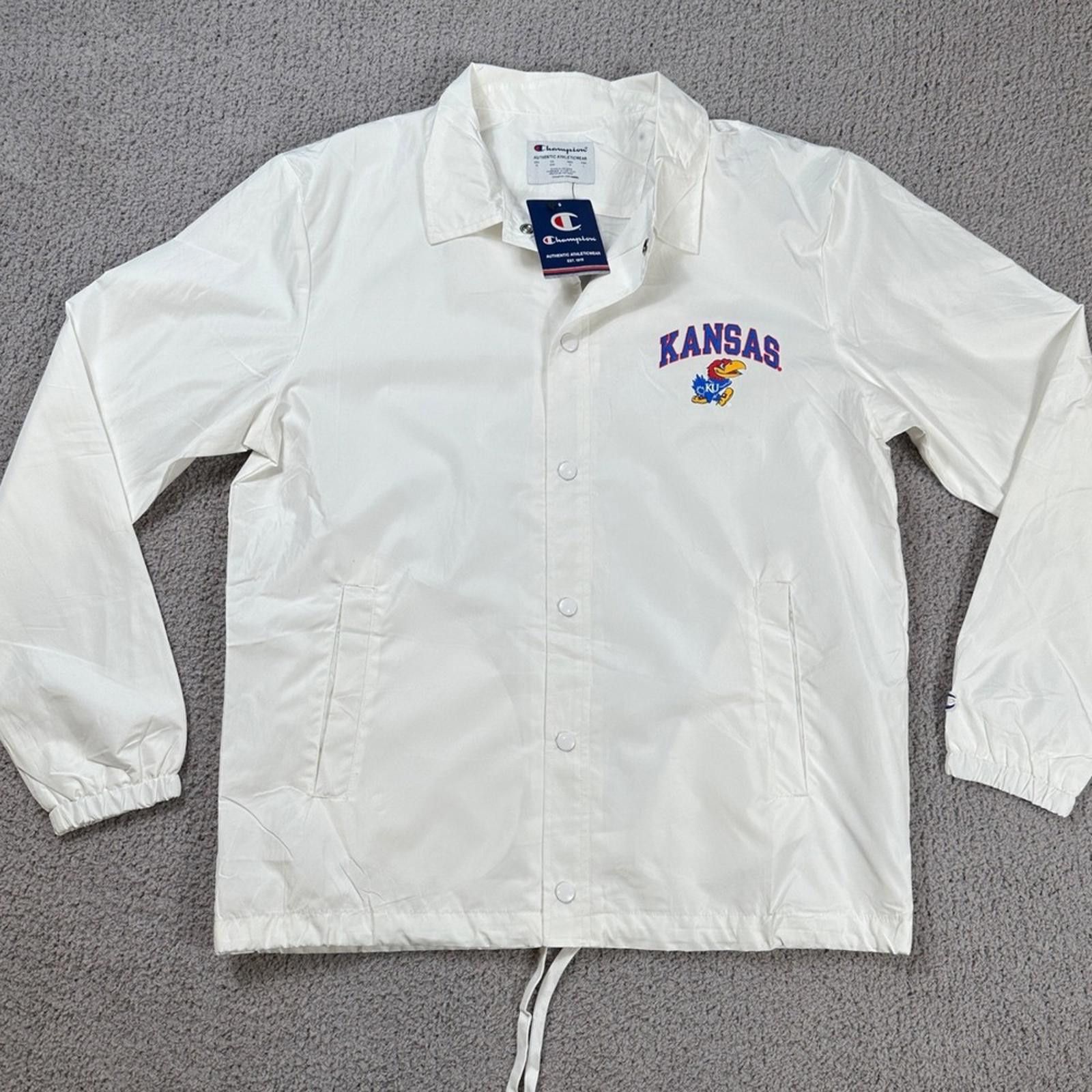 Champion Champion Kansas Jayhawks White Coaches Jacket Snap Button Size US M / EU 48-50 / 2 - 1 Thumbnail