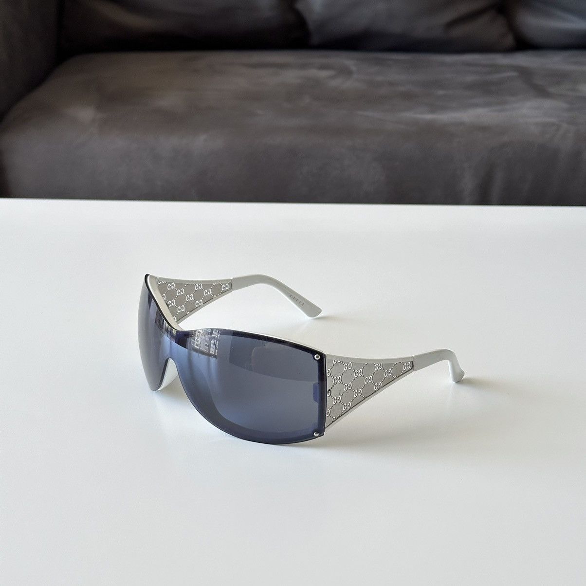 image of Gucci Monogram Mask Blue White Sunglasses GG 2830/s in Blue/White, Men's