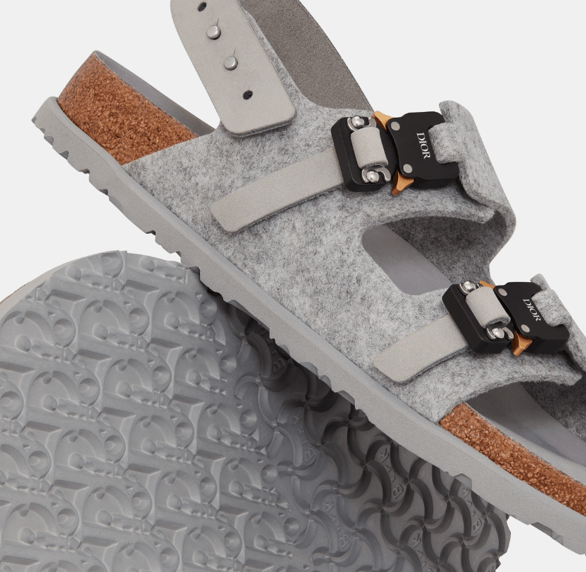 Birkenstock × Dior o1w1db10125 Milano Sandal Felt in Gray Size US 12 / EU 45 - 5 Thumbnail