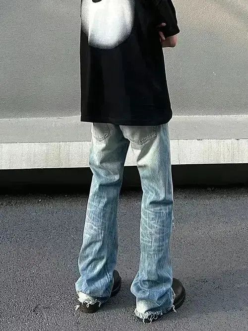 Jean flared fade ripped jeans Size US 34 / EU 50 - 2 Thumbnail