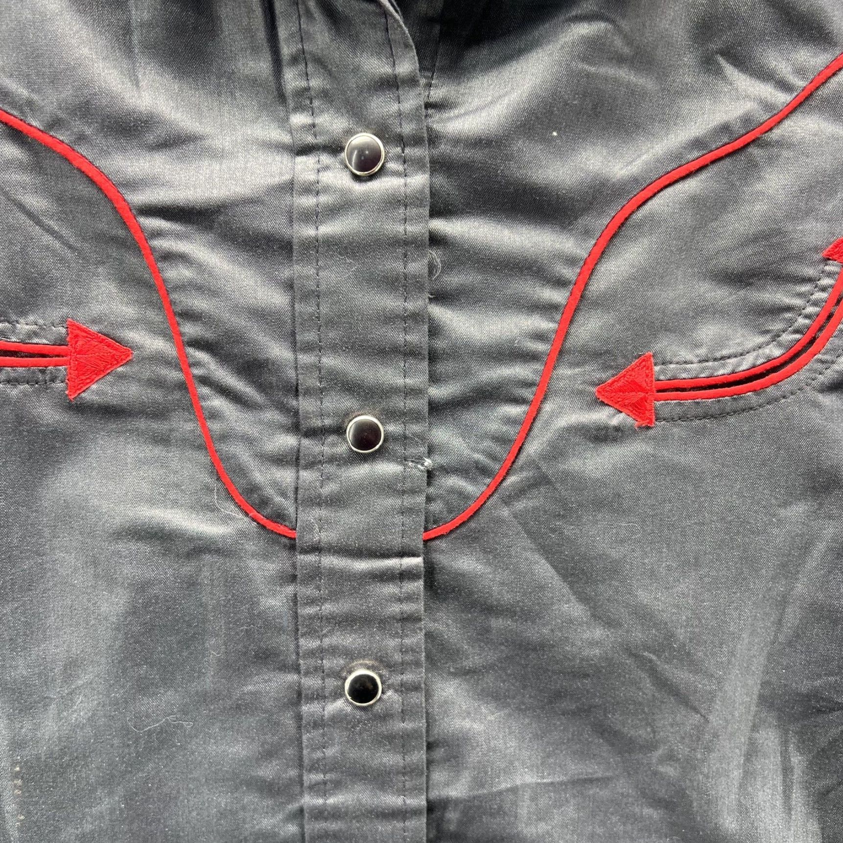 Vintage VINTAGE HBarC Shirt Women 38 Black Western Snap Front Embroidered Arrows 70s Mens Medium equivalent-Adjusted Size XS / US 0-2 / IT 36-38 - 5 Thumbnail