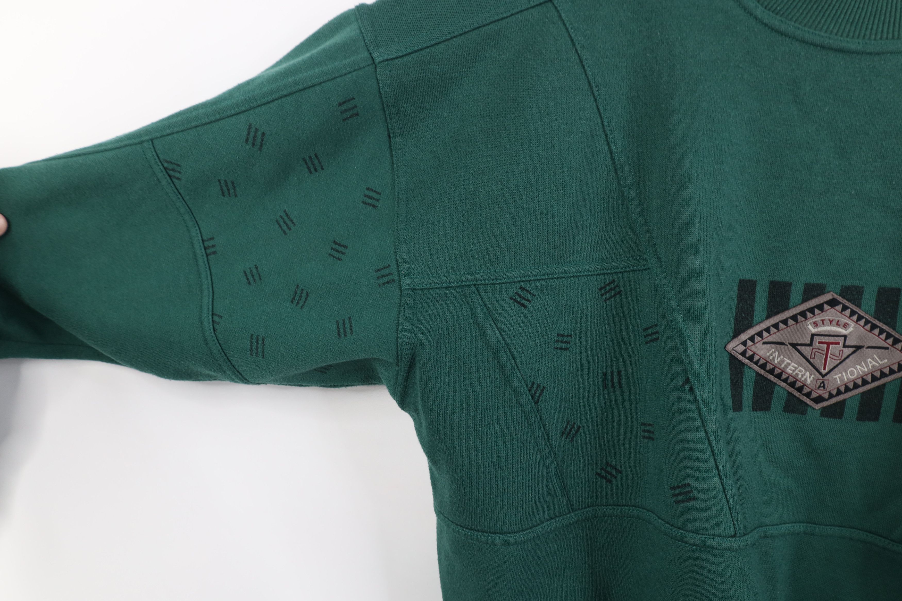 Vintage Vintage 90s Streetwear Geometric Crewneck Sweatshirt Green Size L / US 10 / IT 46 - 7 Thumbnail