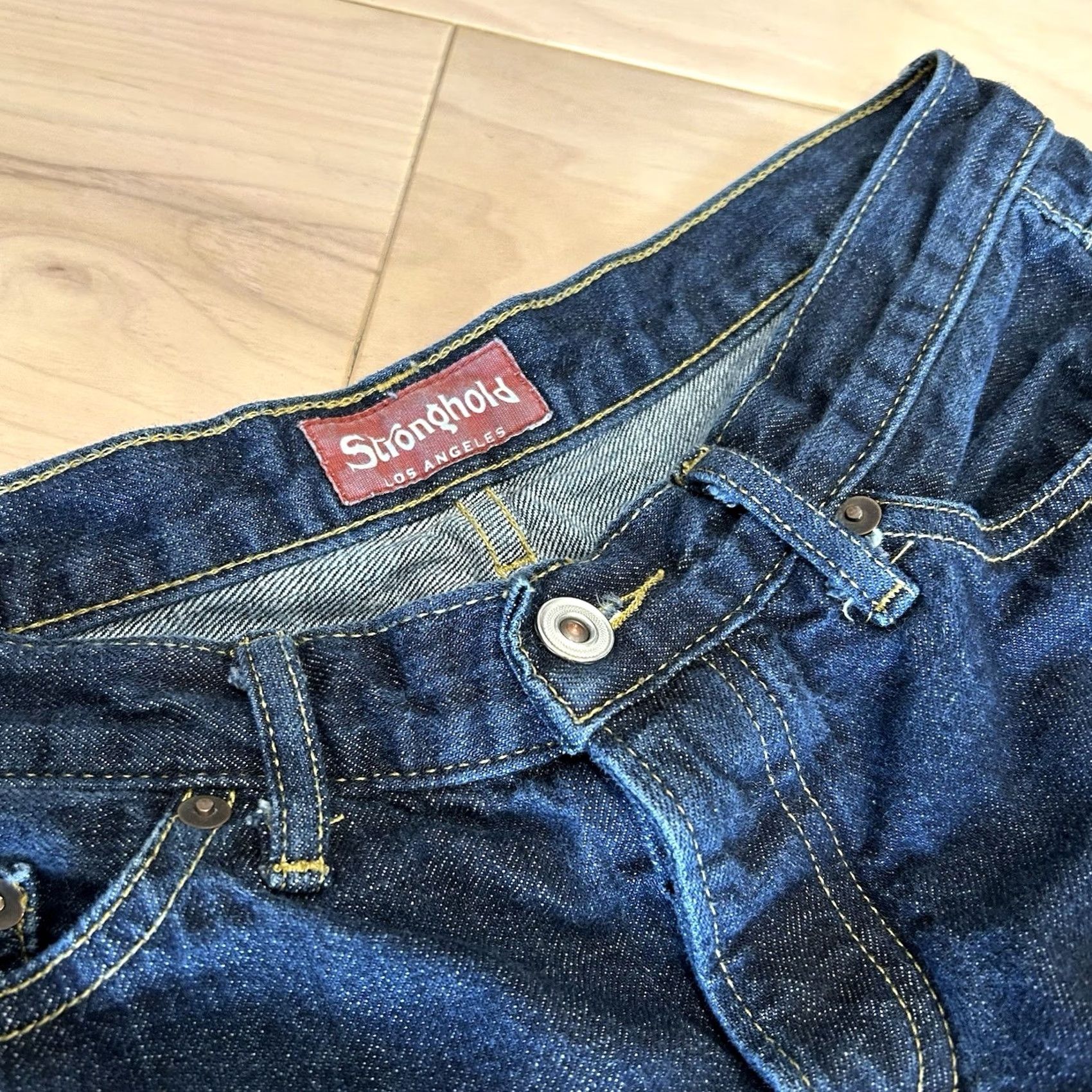 Denime VINTAGE The Stronghold Selvedge Denim Blue Jeans Slim Fit Men 29x30 Slim Blue City Fashion 5-Pocket Mens Size US 29 - 4 Thumbnail