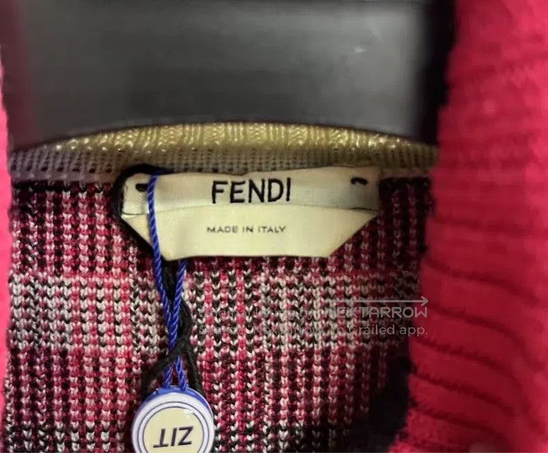 Other Fendi Red Solid Plaid High-neck Long-sleeve Knit Top Size XS / US 0-2 / IT 36-38 - 5 Thumbnail