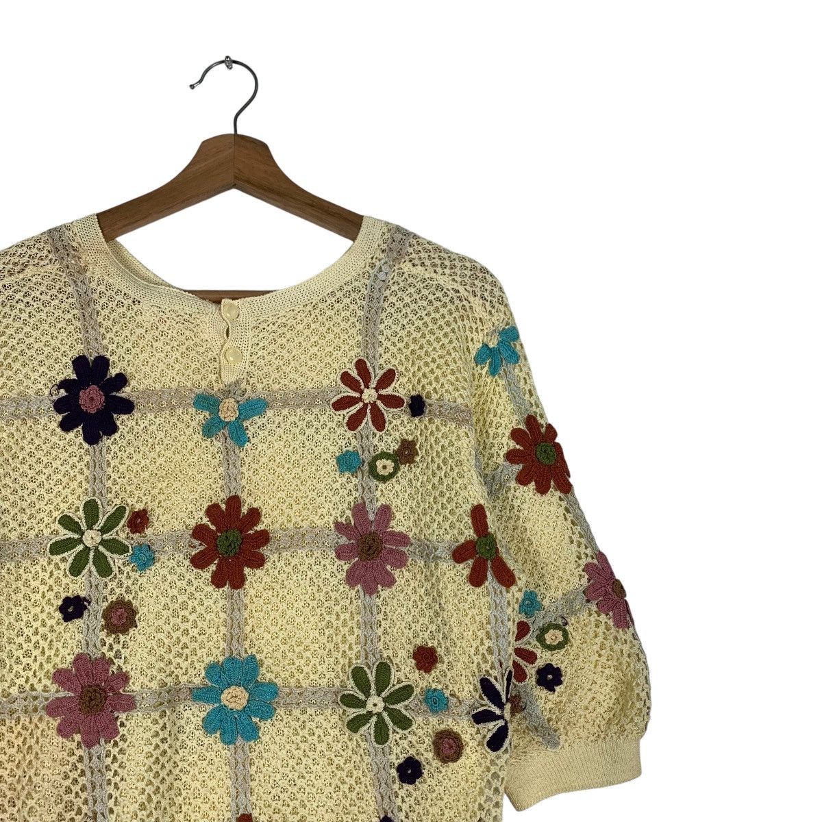 Japanese Brand VINTAGE JAPAN KNITWEAR FLOWER LOGO #1223-C55 Size S / US 4 / IT 40 - 5 Thumbnail