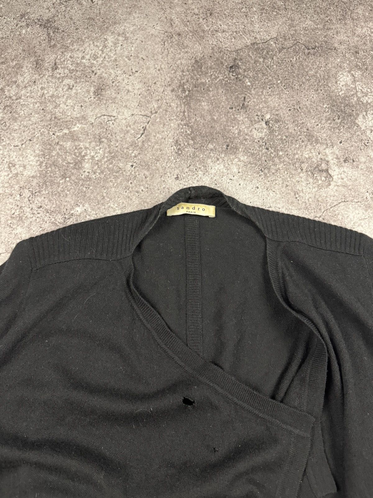 Sandro Sandro Paris Leather/wool Knit Cardigan Distressed Luxury Size US M / EU 48-50 / 2 - 4 Thumbnail