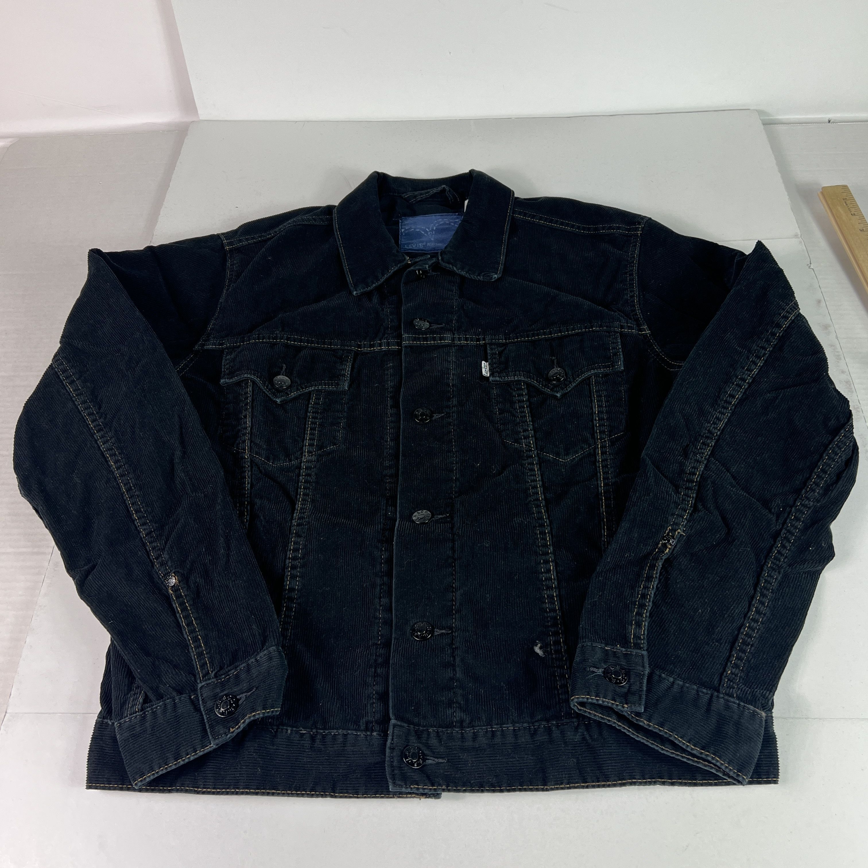 Levi's Y2K Levi's Corduroy Jacket Slim Black Button Up Trucker Size L / US 10 / IT 46 - 1 Thumbnail
