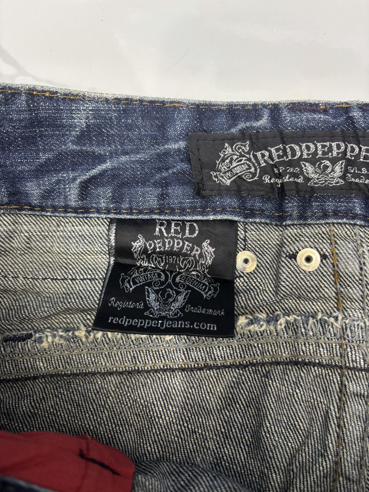 If Six Was Nine RED PEPPER FLARED JEANS DISTRESSED DENIM Size US 30 / EU 46 - 11 Thumbnail