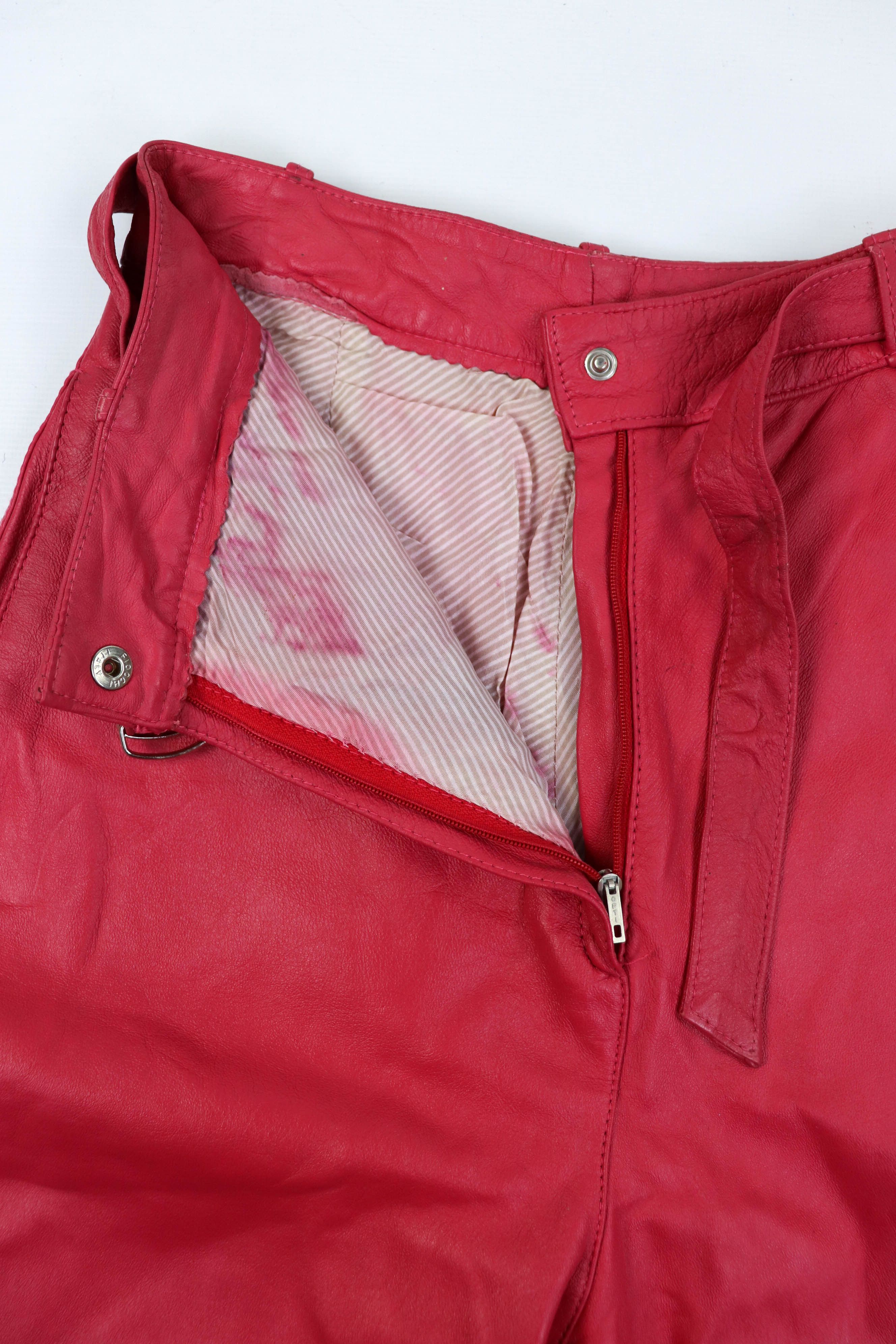 Vintage 80-90s Vintage Pink Soft Leather 2in1 Transform Pants Size 28" / US 6 / IT 42 - 16 Thumbnail