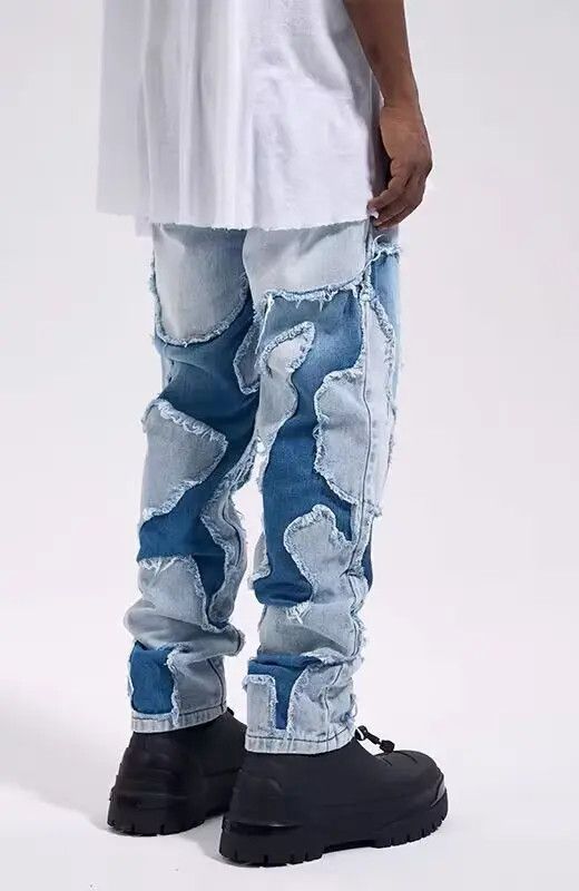 VIBE Street irregular ripped raw edge straight jeans Size US 32 / EU 48 - 1 Thumbnail