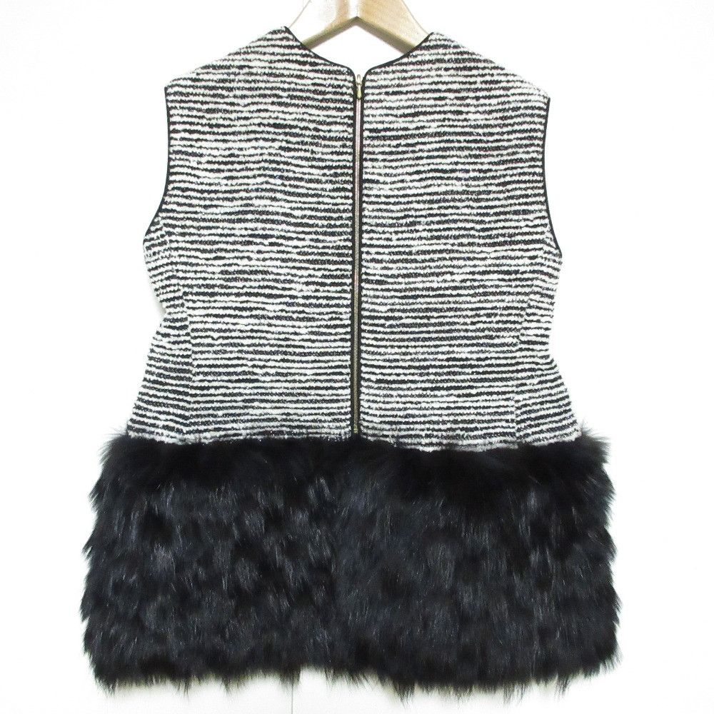 Other Other Drawer Fox Fur Tweed Stripe Vest Fur Tops 6521-299-1127 DUTY FREE for USA Size ONE SIZE - 1 Thumbnail