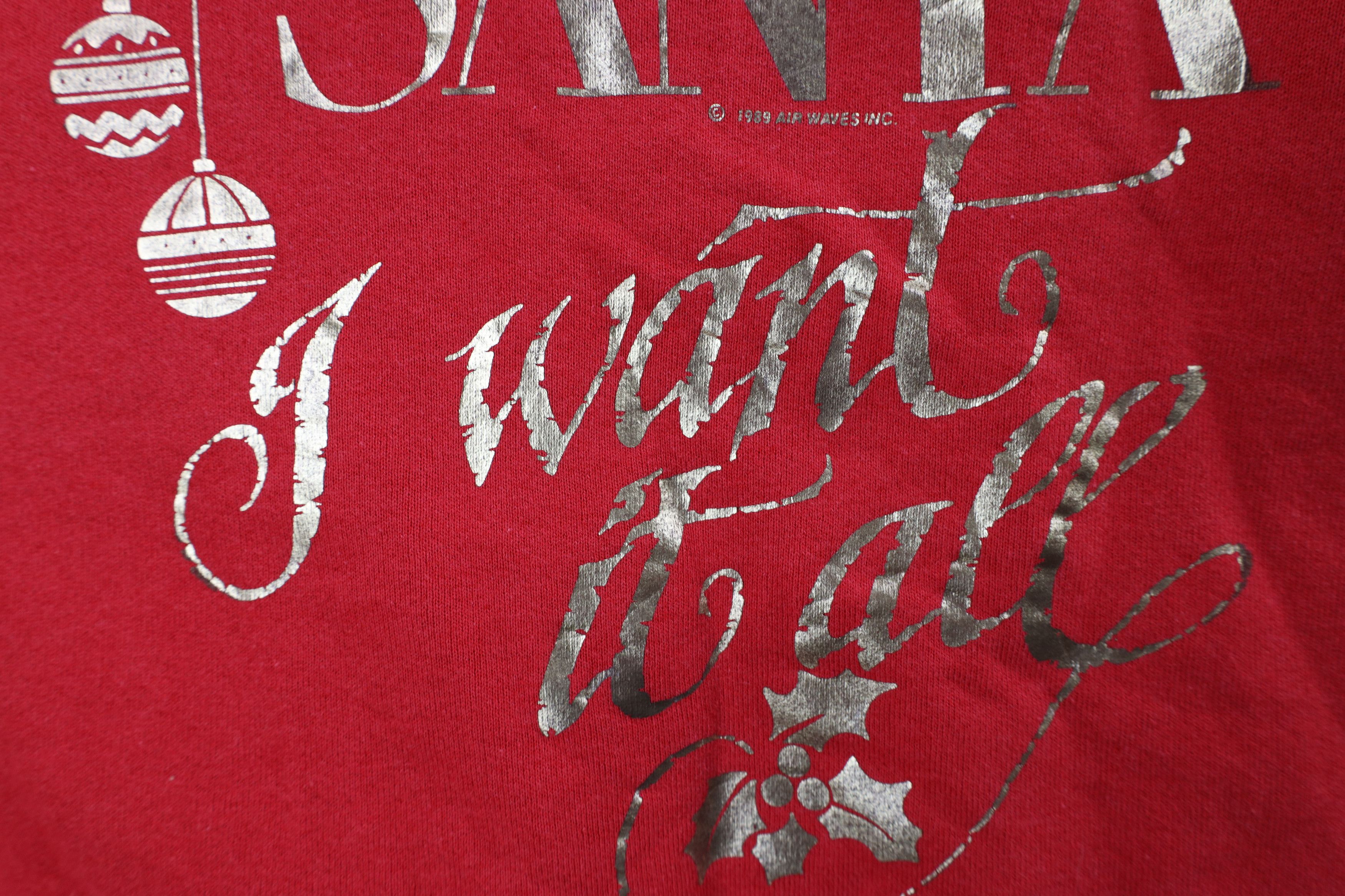 Vintage Vintage 90s Dear Santa I Want It All Sweatshirt Red USA Size L / US 10 / IT 46 - 5 Thumbnail