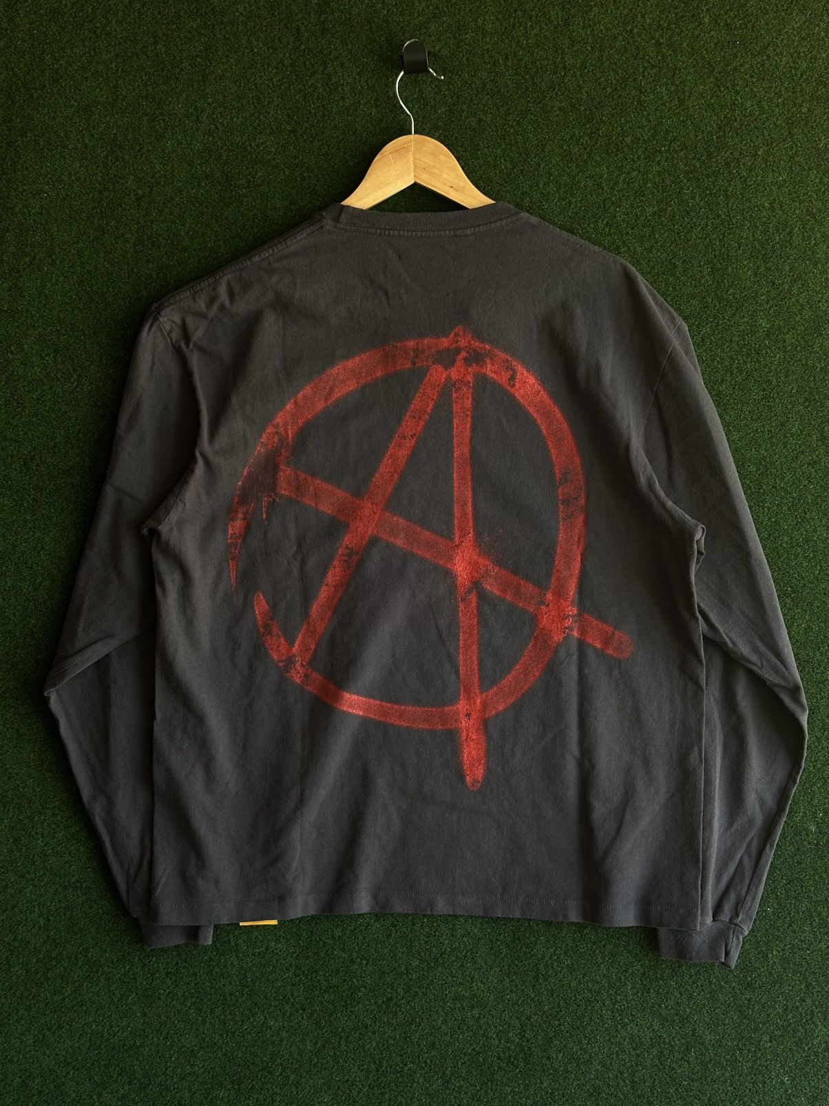 Gallery Dept. Washed Black & Red Anarchy Logo Longsleeve T-Shirt Size US L / EU 52-54 / 3 - 2 Thumbnail
