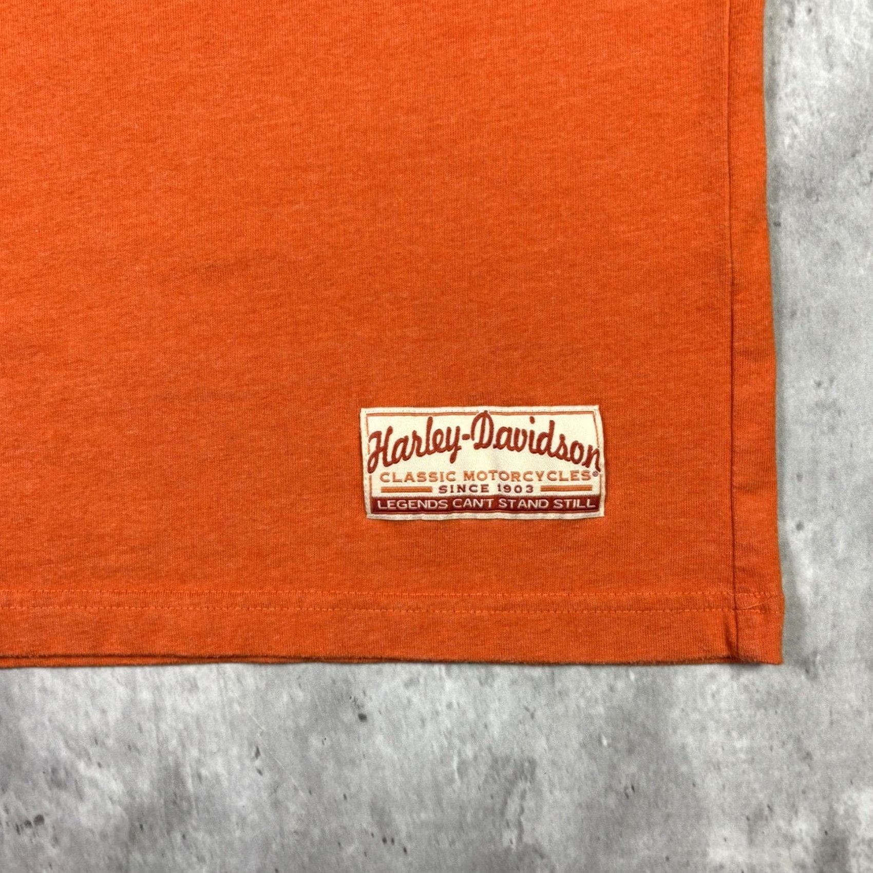 Harley Davidson Harley-Davidson T-Shirt Orange Mens XL Short Sleeve Graphic Print Crew Neck Logo Biker All Seasons Size US XL / EU 56 / 4 - 6 Thumbnail