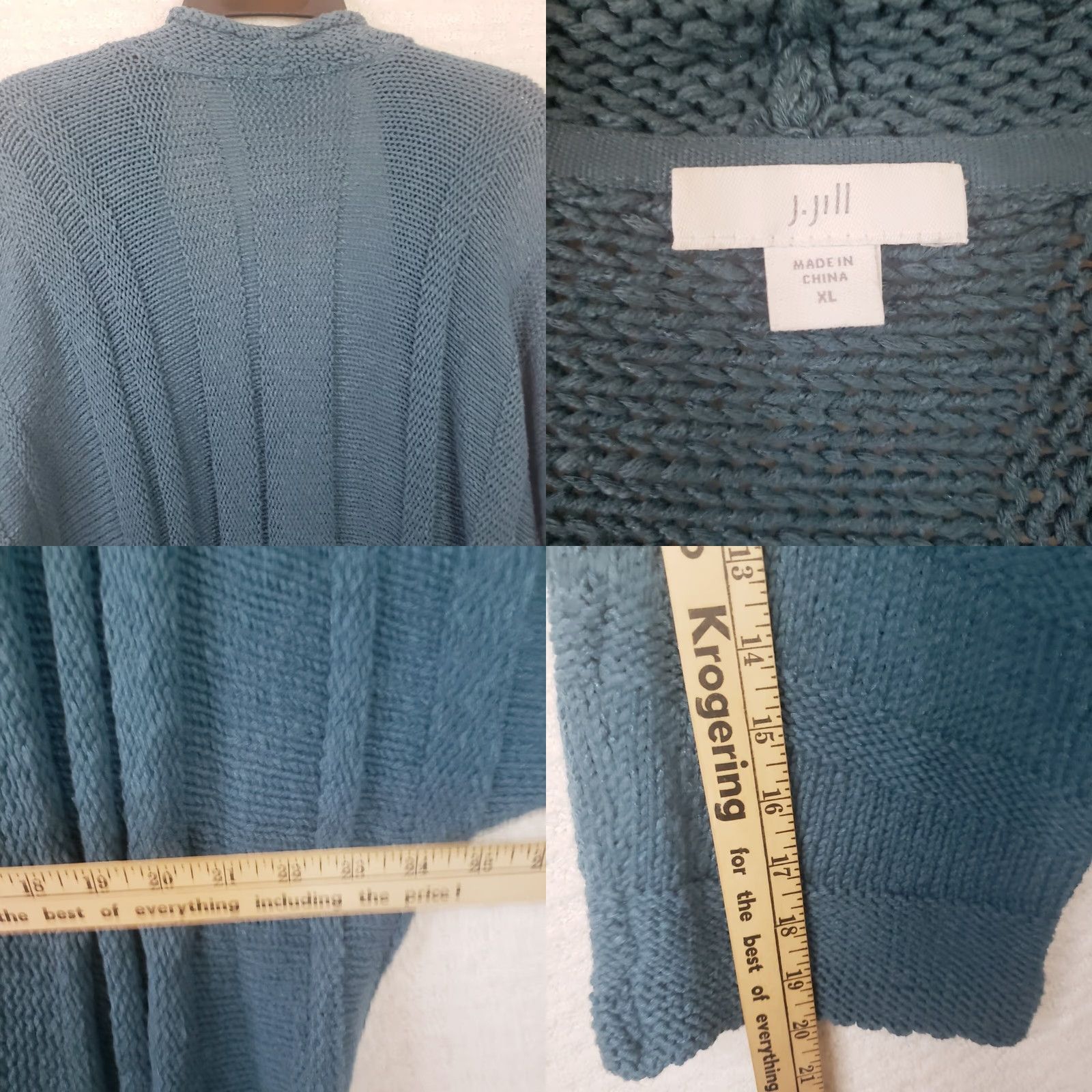 J. Jill J. Jill Cardigan Sweat er Open Front No Buttons XL Women Green Casual Business Party/Cocktail Knit Chunky-W vs? Size XL / US 12-14 / IT 48-50 - 8 Thumbnail