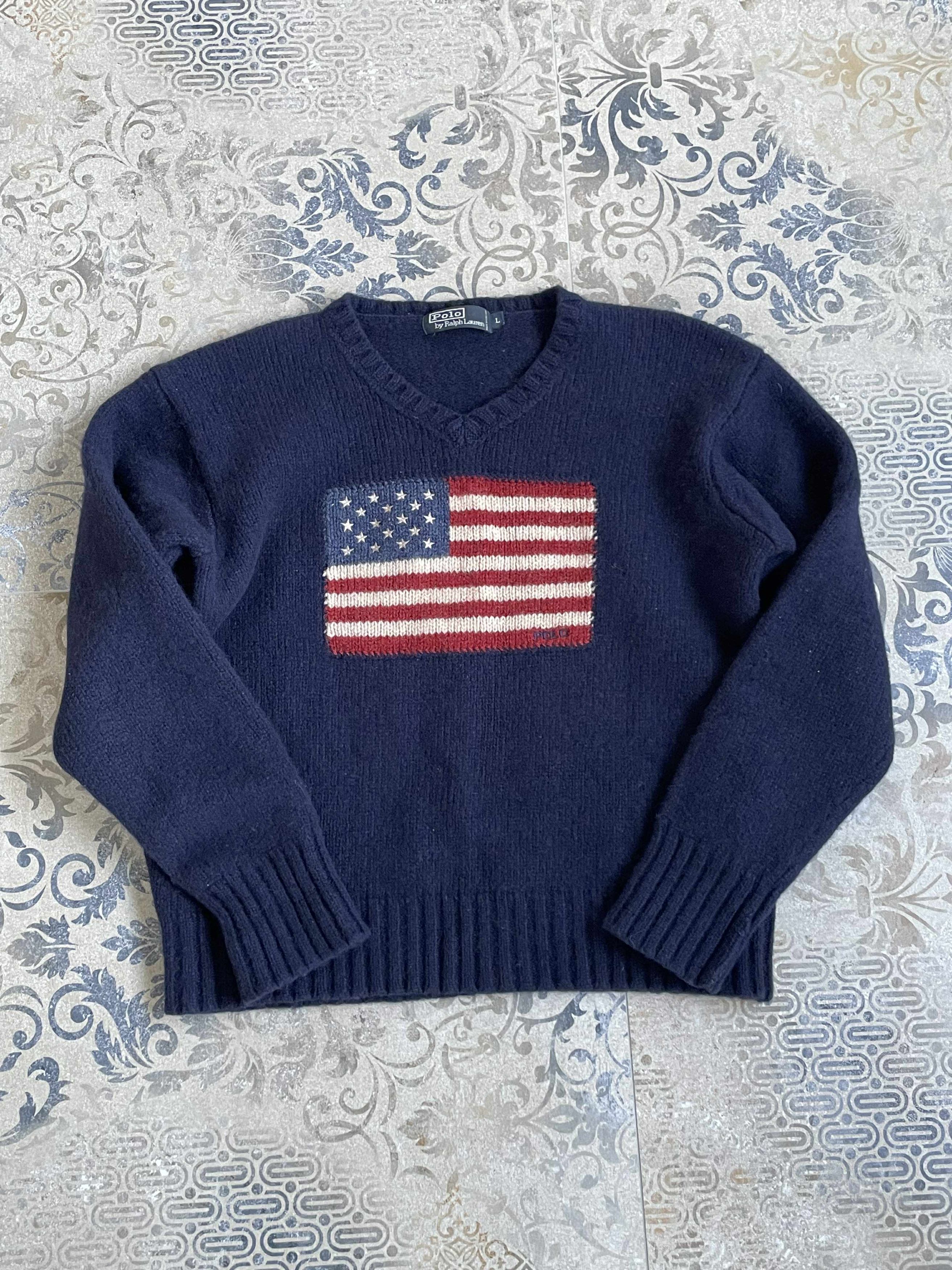 Polo Ralph Lauren Womens Polo Ralph Lauren Wool Jumper USA Flag Size L / US 10 / IT 46 - 1 Thumbnail