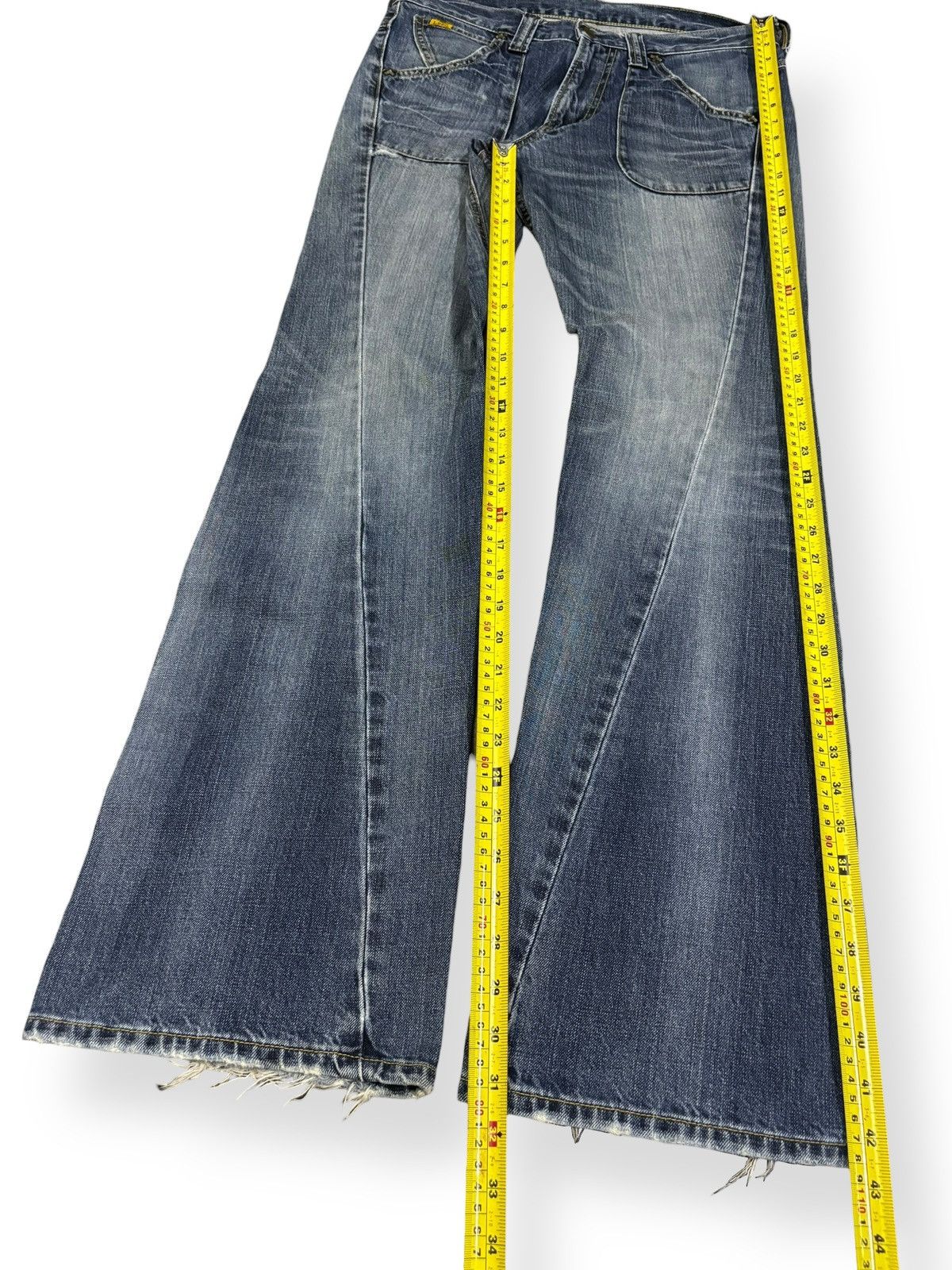 Lee Vintage Lee Riders Twisted Leg Flare Distressed Jeans Size US 32 / EU 48 - 13 Thumbnail