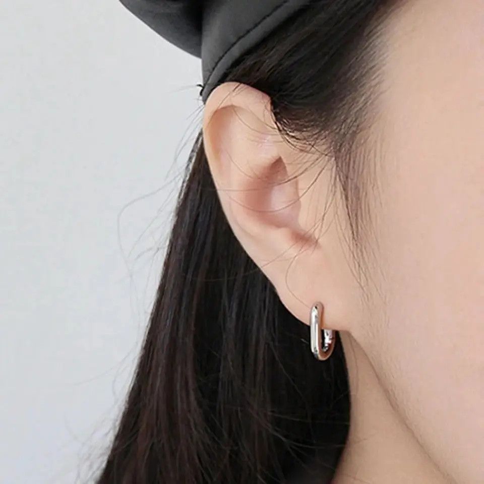 Jewelry Geometric Silver Hoop Earrings Size ONE SIZE - 2 Thumbnail