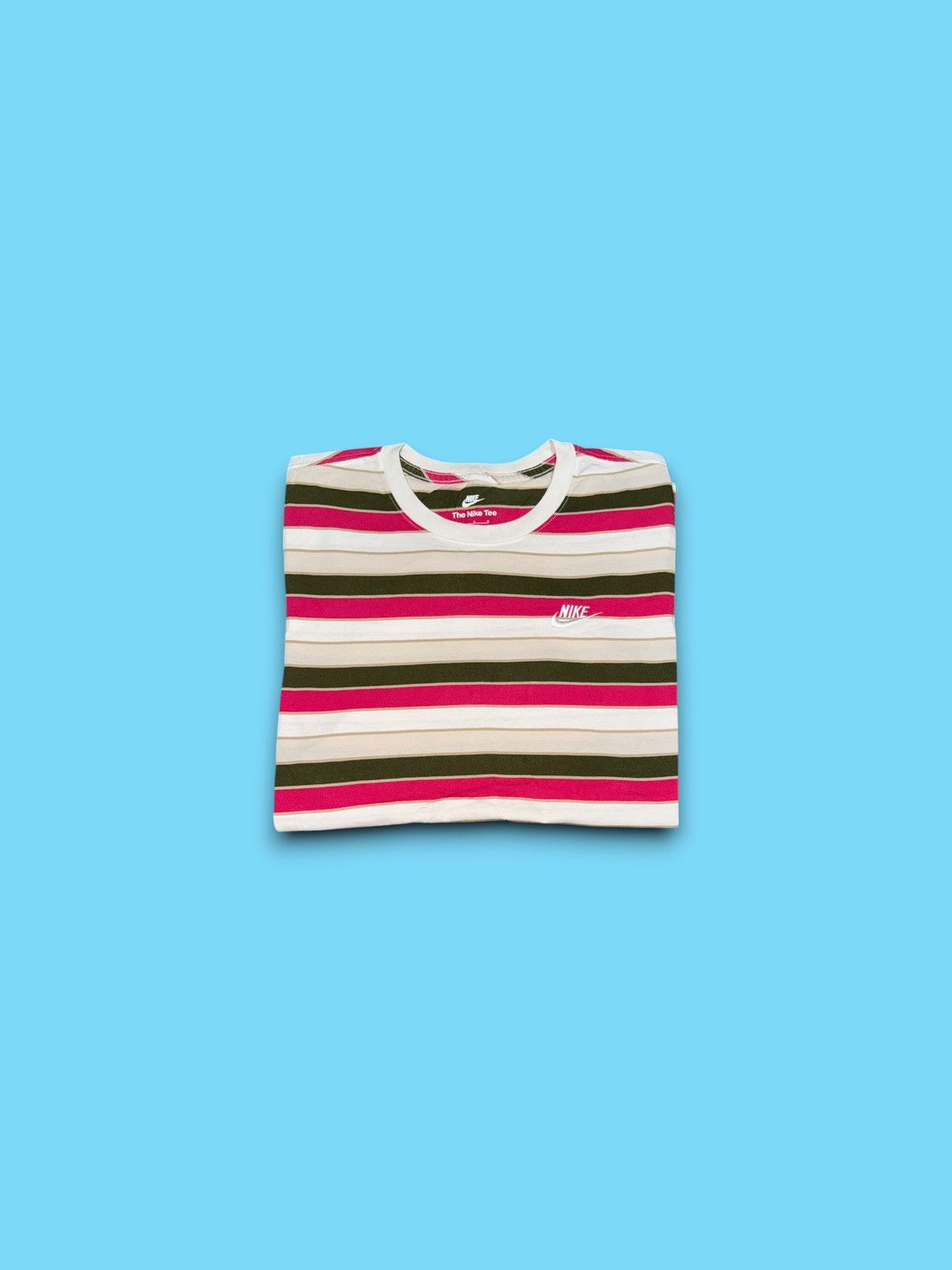 The Nike tee striped essential embroidered logo t-shirt