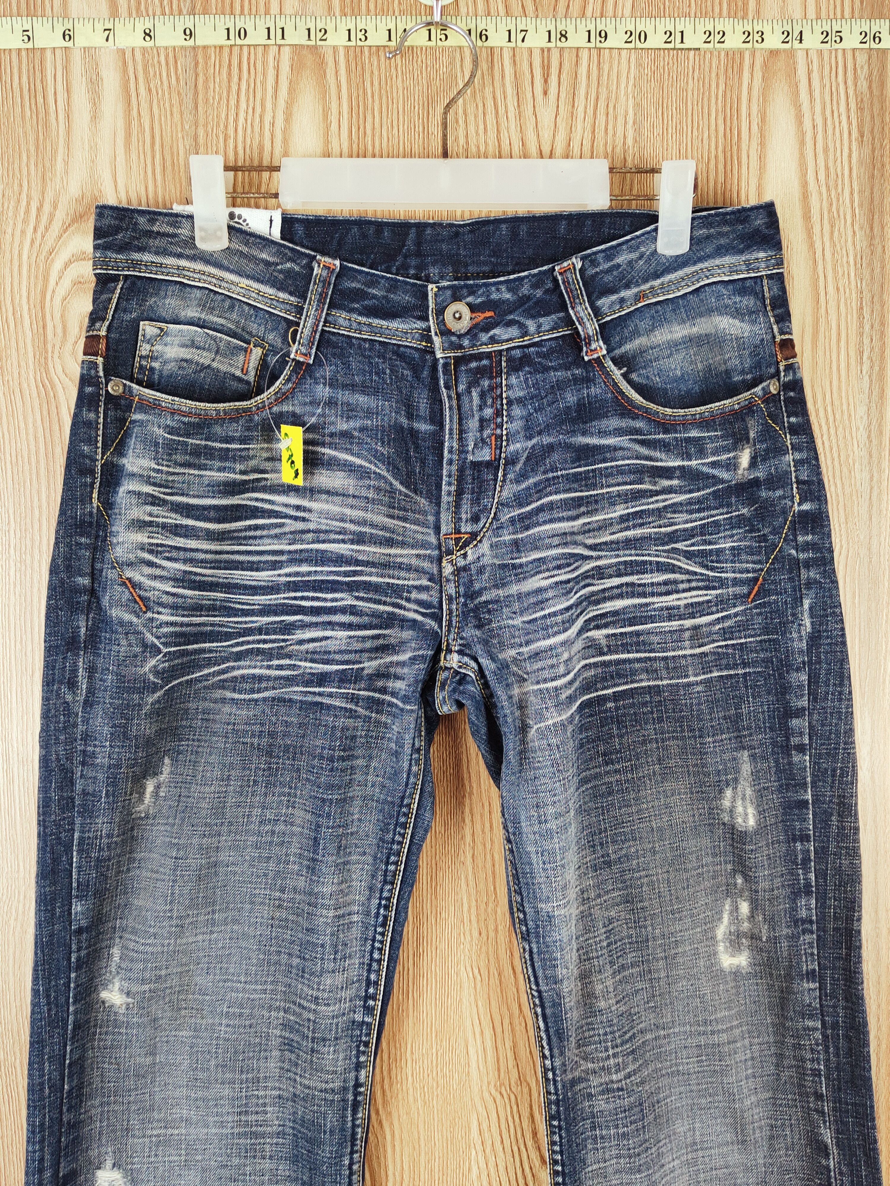 Hang Ten Hang Ten Dark Blue Distressed Ripped Jeans #S2704 Size US 33 - 2 Thumbnail