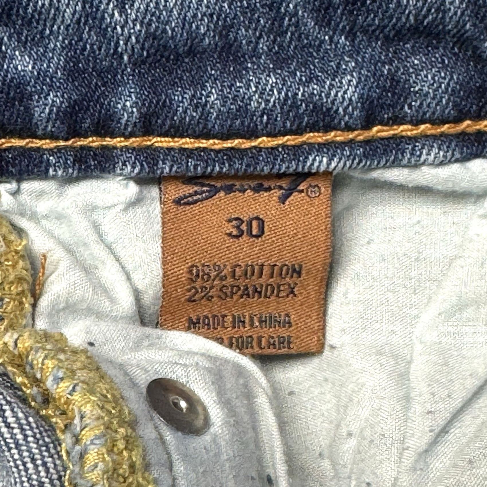 7 For All Mankind 7 For All Mankind Dojo Jeans Flared Wide Leg Low Rise 30x32 Blue Cotton Denim Embroidered Back Pocket Womens Jeans Size 30" / US 8 / IT 44 - 7 Thumbnail