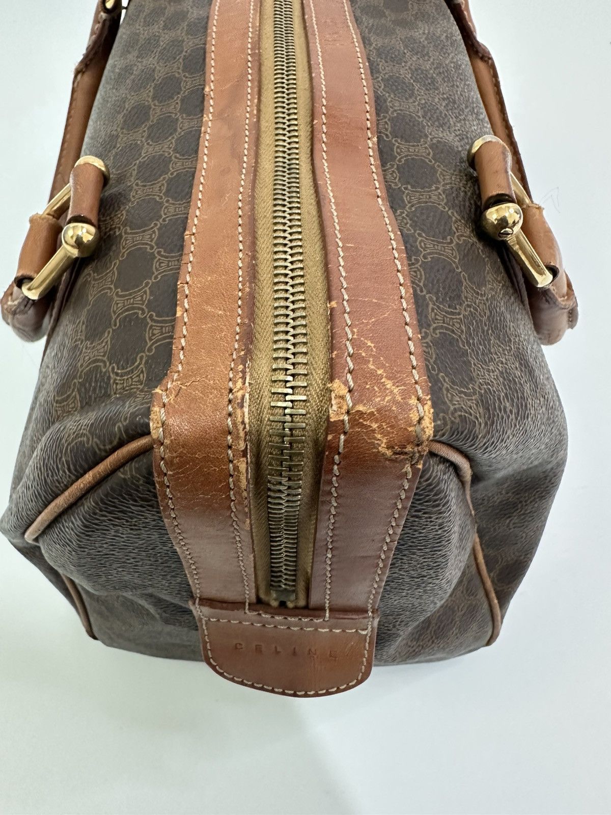 Celine × Vintage Céline Brown Macadam Coated Canvas Boston Bag Size ONE SIZE - 9 Thumbnail