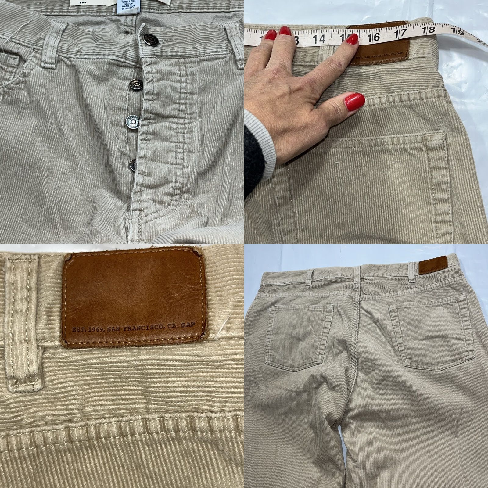Gap GAP Boot Fit TAN Corduroy BUTTON FLY Pants Men’s SIZE 38/30 Cotton Y2K 2004 Vtg Size US 38 / EU 54 - 9 Thumbnail