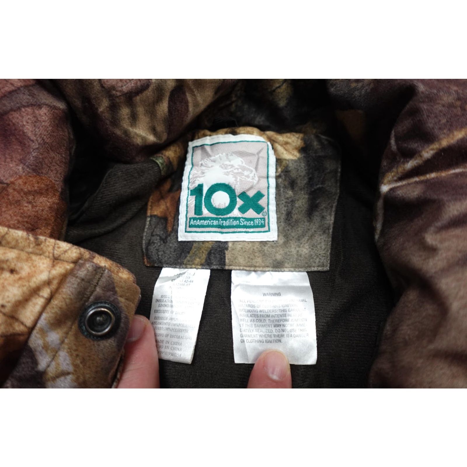 Vintage 10X Hunting Jacket Mens L Brown Camouflage Quilted Insulated Full Zip Outdoor Casual Workwear Size US L / EU 52-54 / 3 - 2 Thumbnail