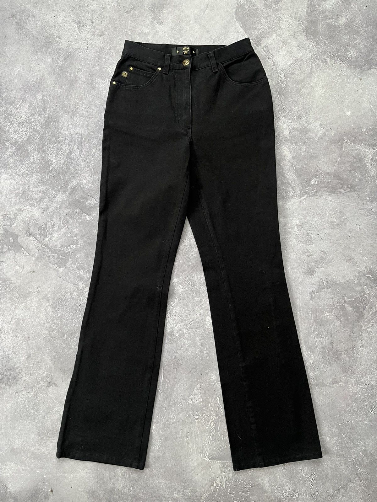 MCM Vintage MCM Big Logo Pants Black Made in Italy Size 28 Size 28" / US 6 / IT 42 - 2 Thumbnail