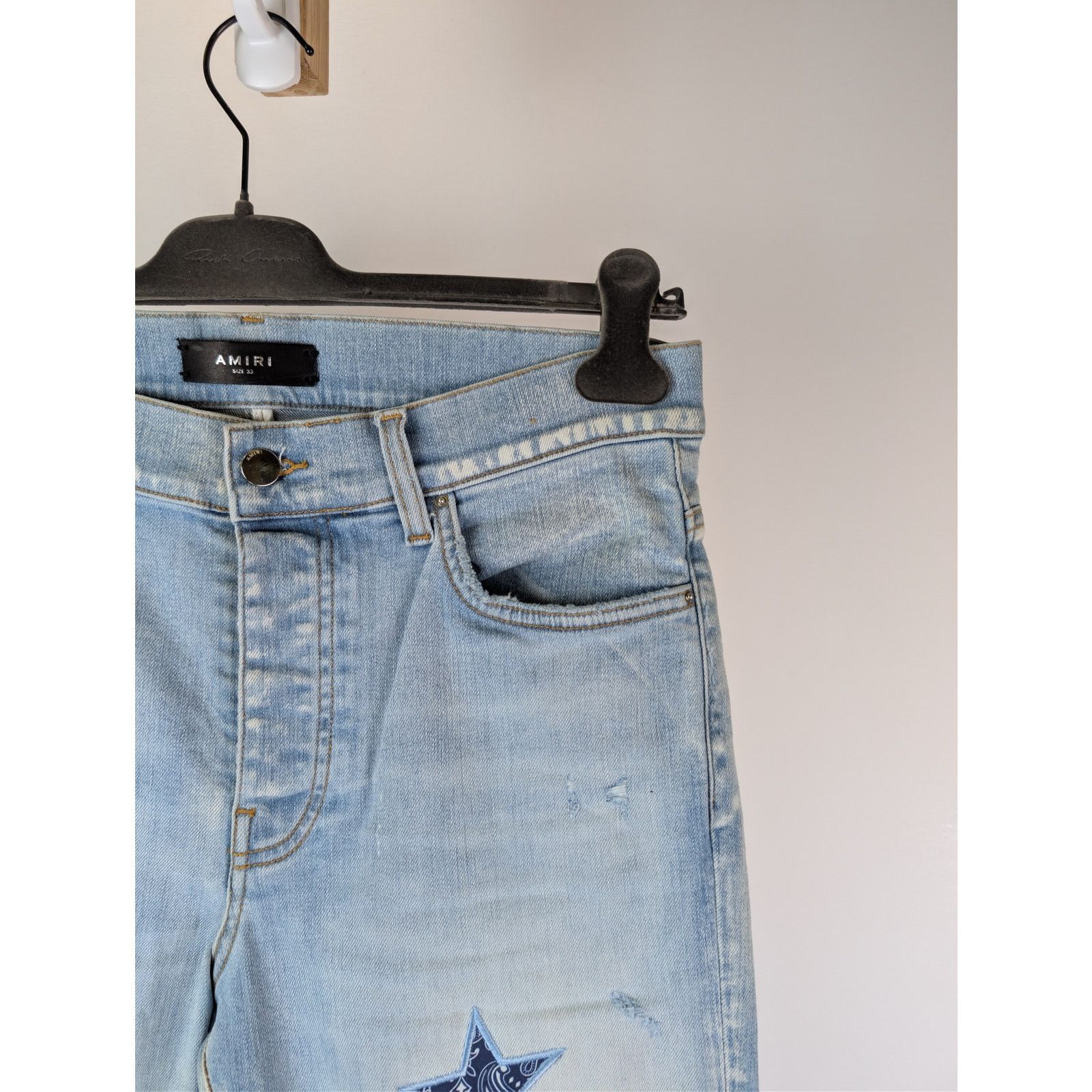 Amiri o1rshd1 Bandana Star Jean Denim Pants Jeans in Light Indigo Size US 30 / EU 46 - 9 Thumbnail