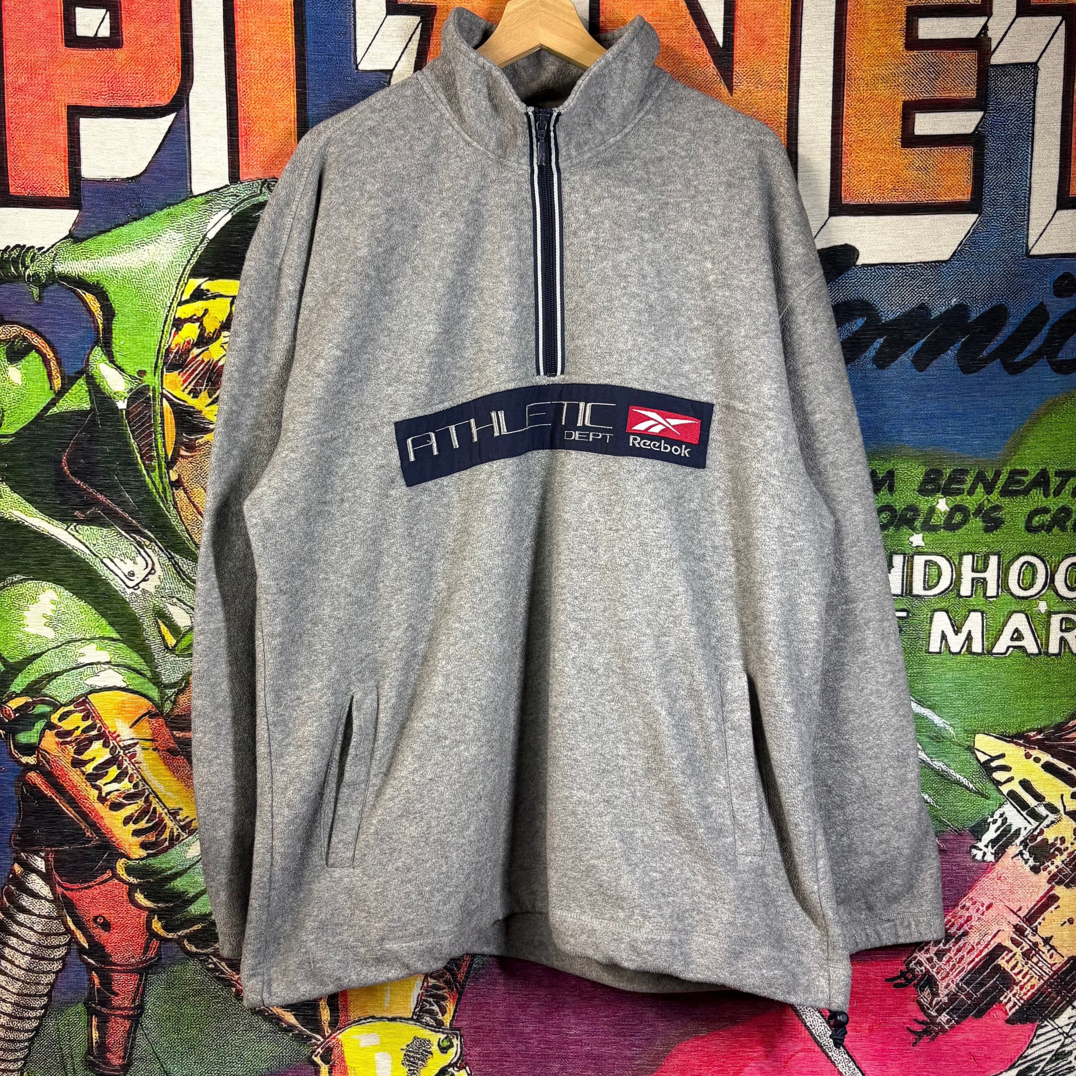 Reebok Y2K Gray Reebok Athletic Dept. Quarter zip Fleece SweatShirt Size US XL / EU 56 / 4 - 1 Thumbnail