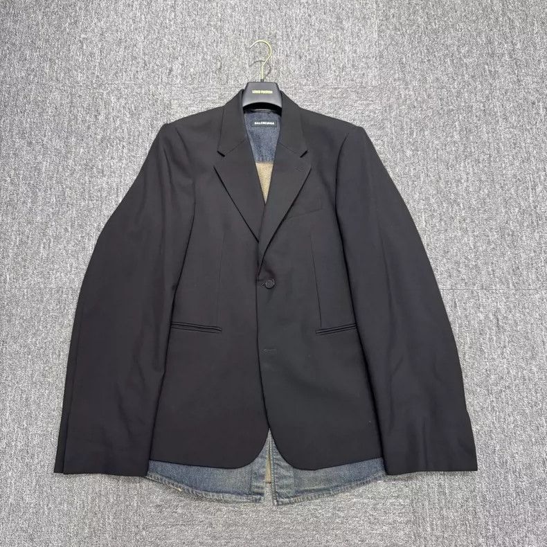 Balenciaga Balenciaga Denim Patchwork Blazer Jacket Size US S / EU 44-46 / 1 - 1 Thumbnail