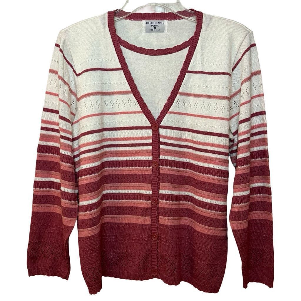 Vintage Vtg 80s USA Alfred Dunner Faux Cardigan Sweater Set Sz M Size M / US 6-8 / IT 42-44 - 2 Thumbnail