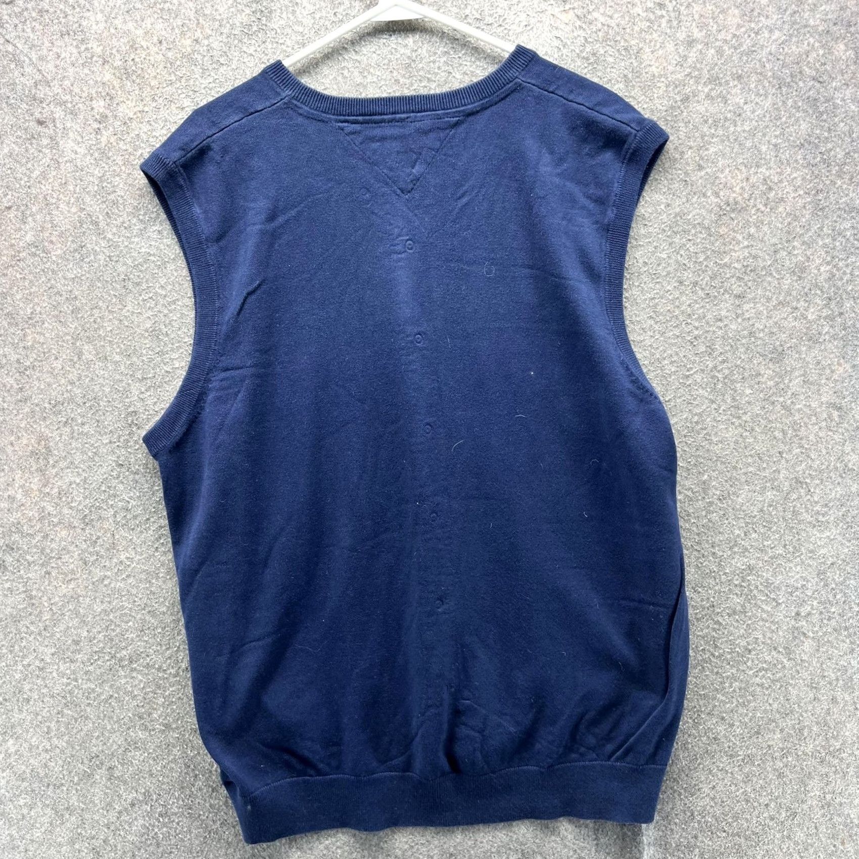 Tommy Hilfiger Tommy Hilfiger Sweater Vest Mens 2XL Blue Cotton Modal V-Neck Sleeveless Knit Vest Casual Knit Shirt Mens XXL Navy Logo Size US XXL / EU 58 / 5 - 6 Thumbnail