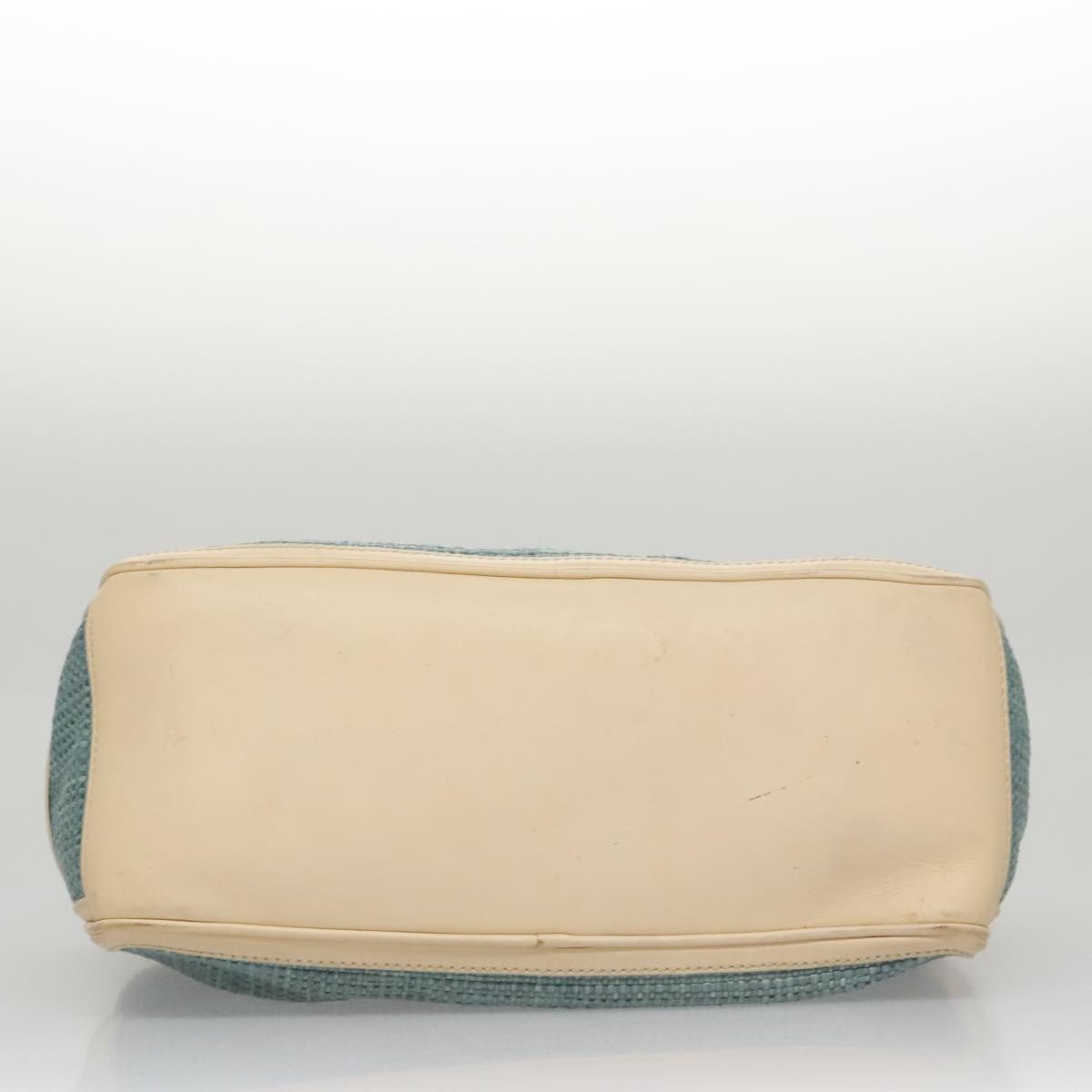 Celine CELINE Hand Bag Straw Leather Blue Cream Gold Size ONE SIZE - 9 Thumbnail