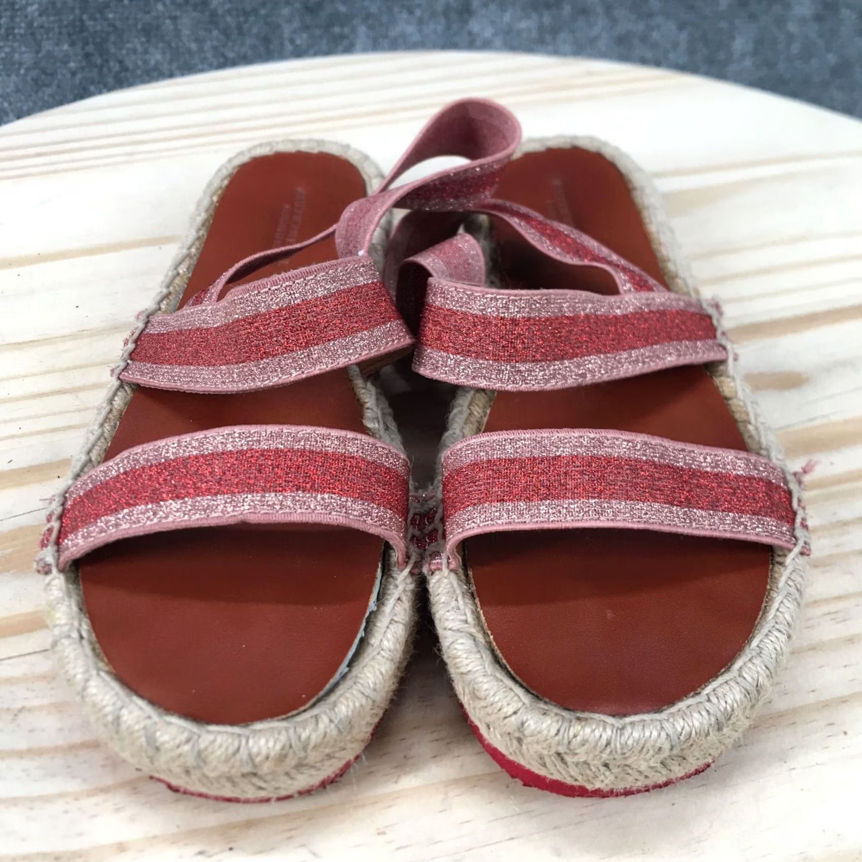 American Eagle Outfitters American Eagle Outfitters Sandals Womens 8 Platform Espadrilles Red Glitter Size US 8 / IT 38 - 4 Thumbnail