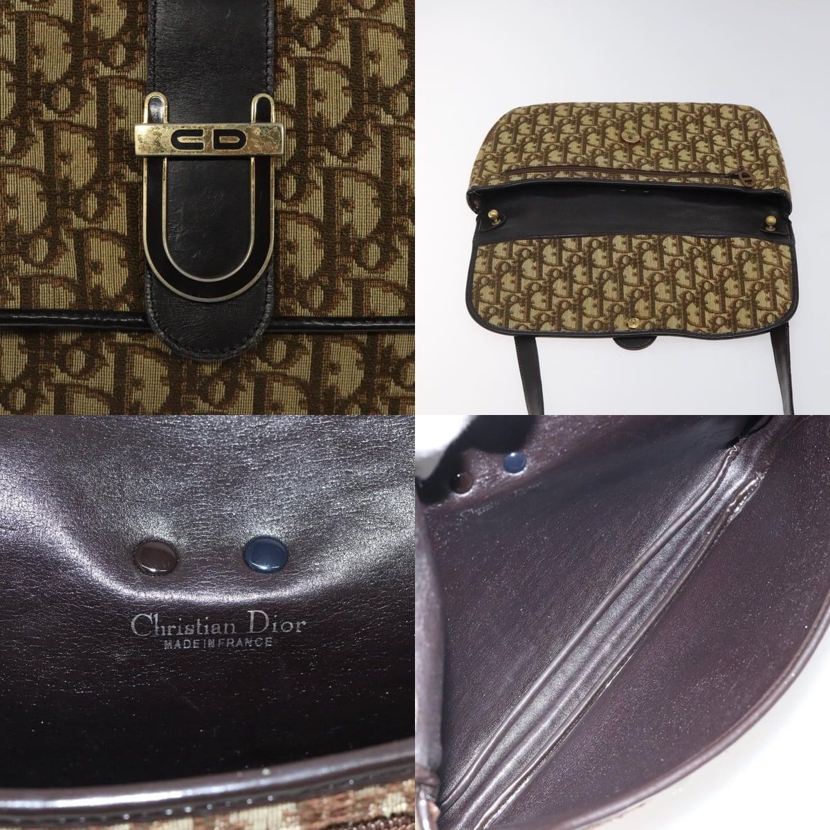 Dior DIOR Trotter Canvas Shoulder Bag Brown Gold Size ONE SIZE - 11 Thumbnail