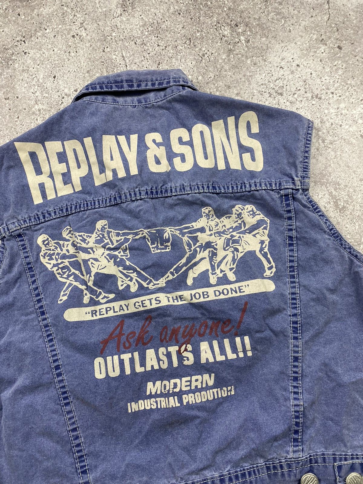 Designer × Vintage Replay & sons made in Italy vest big logo luxury Size XS / US 0-2 / IT 36-38 - 2 Thumbnail