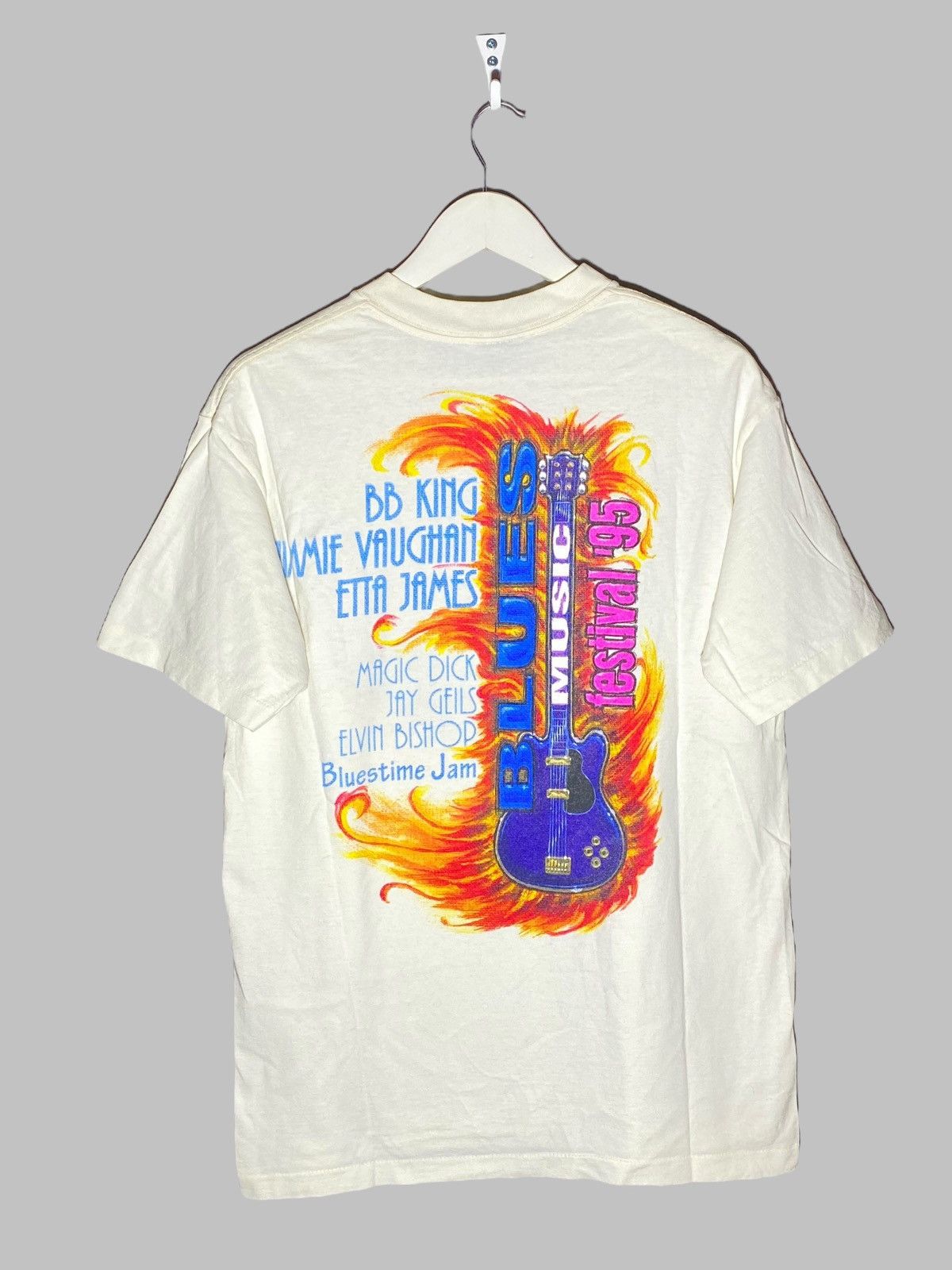 Band Tees 1995 Blues Music Festival Guitar Cat T-Shirt Size US XL / EU 56 / 4 - 2 Thumbnail