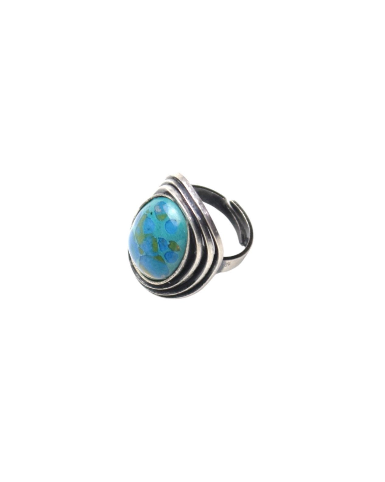 Vintage 2000S JAPANESE MADE TURQUOISE SPIRAL RING BOHO TRIBAL STYLE Size ONE SIZE - 3 Thumbnail