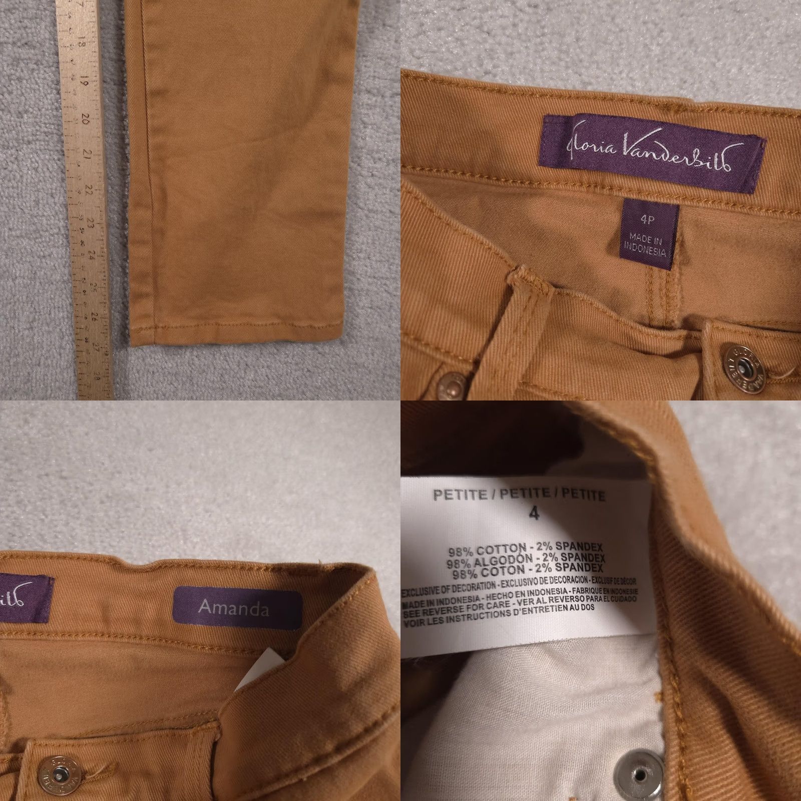 Gloria Vanderbilt Gloria Vanderbilt Pants Womens 4 Petite Brown Amanda Straight Leg Stretch Casual Pants Size 27" / US 4 / IT 40 - 8 Thumbnail