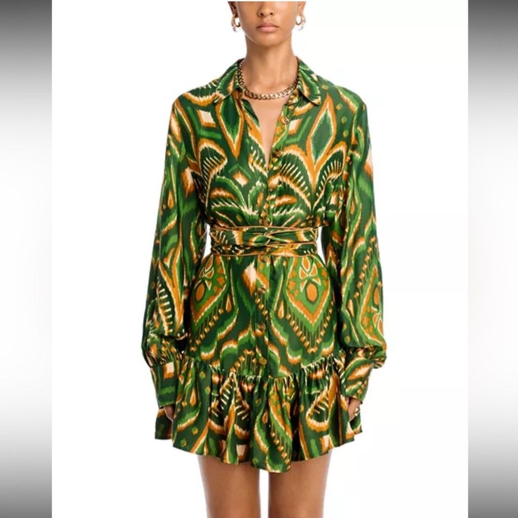 Farm Rio FARM Rio Pineapple Ikat Long Sleeve Shirtdress Dress Size M / US 6-8 / IT 42-44 - 1 Thumbnail
